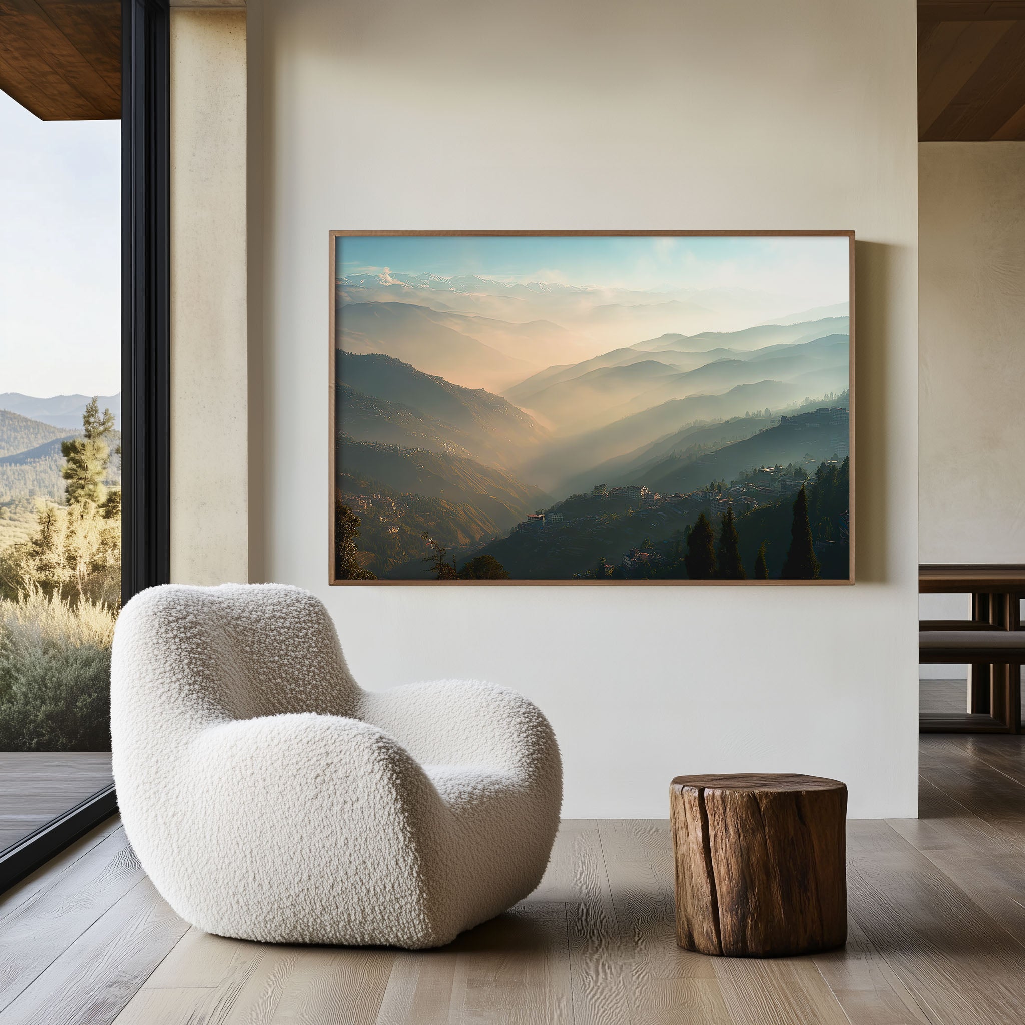 Darjeeling Himalayan Sunrise Wall Art Print – Misty Mountain Landscape Canvas