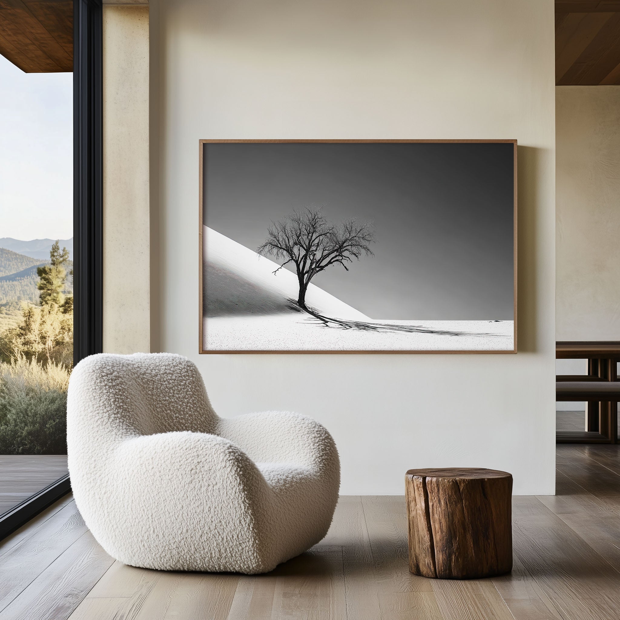 Dead Camelthorn Tree Namib Desert Print | Black and White Dune Wall Art | Deadvlei Namibia Photography