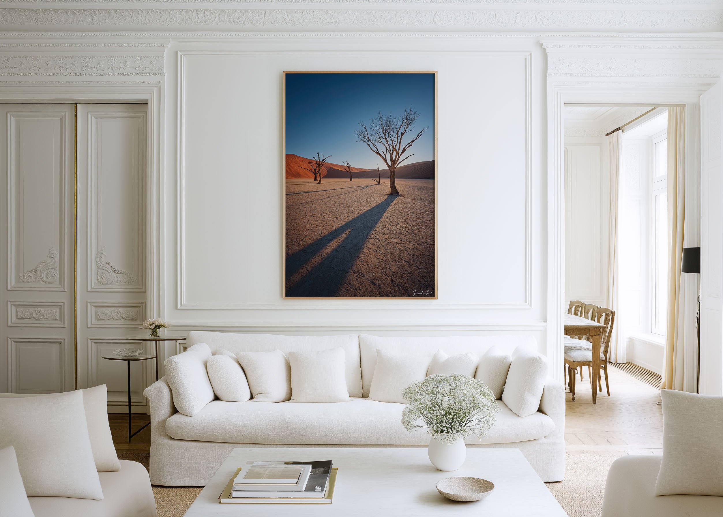 Deadvlei Dead Trees Wall Art Print | Namib Desert Namibia Camel Thorn Clay Pan Photography | Africa Travel Poster | Minimalist Desert Home Decor