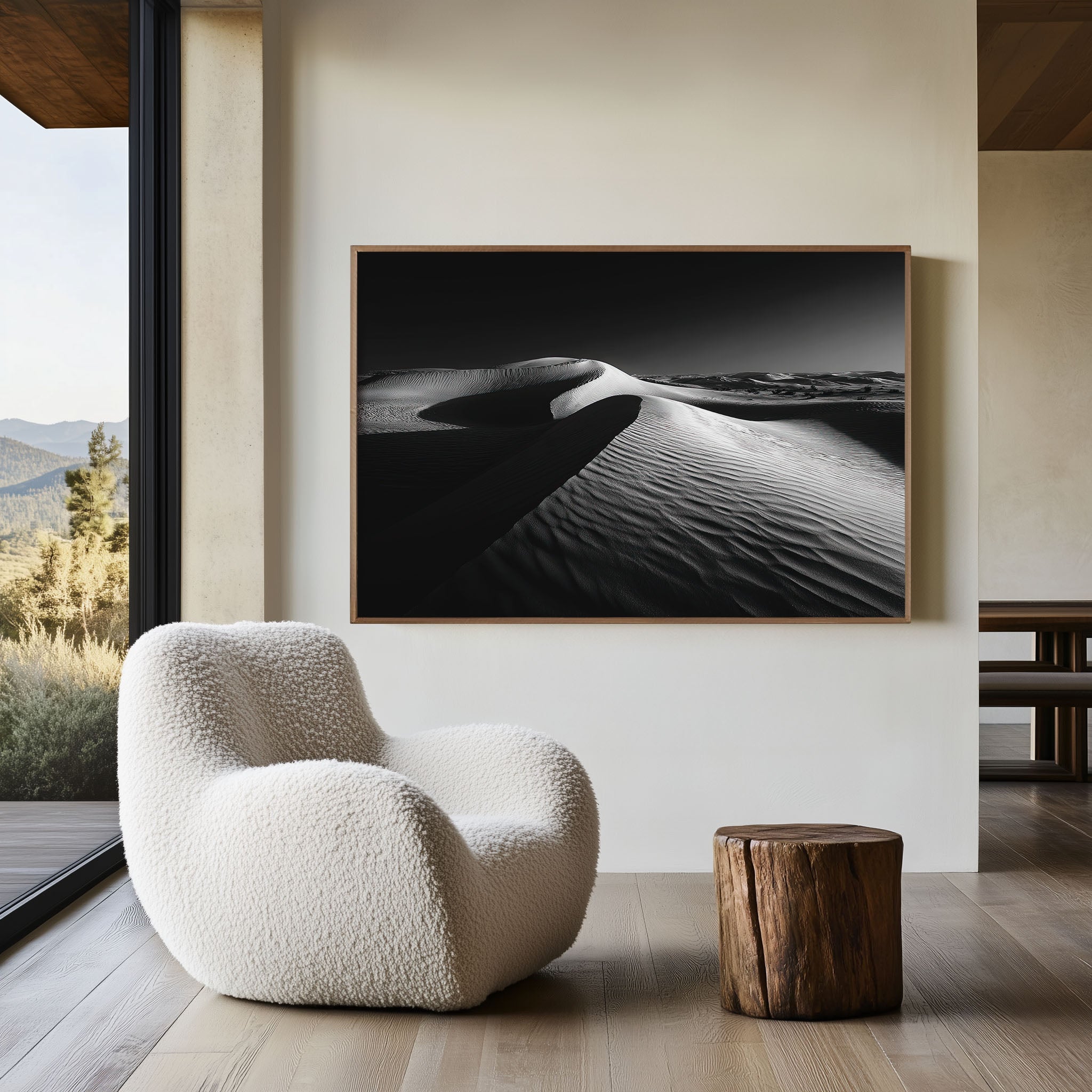 Desert Dunes Wall Art – Black and White Minimalist Landscape Print