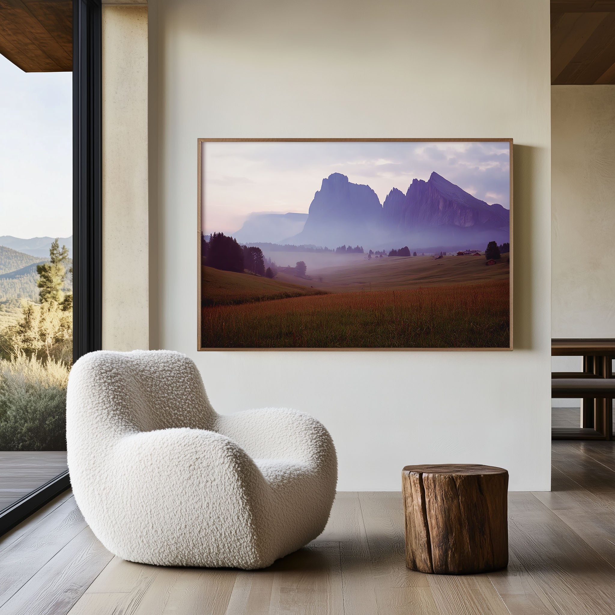 Dolomites Alpe di Siusi Wall Art – Misty Italy Alpine Meadow Landscape