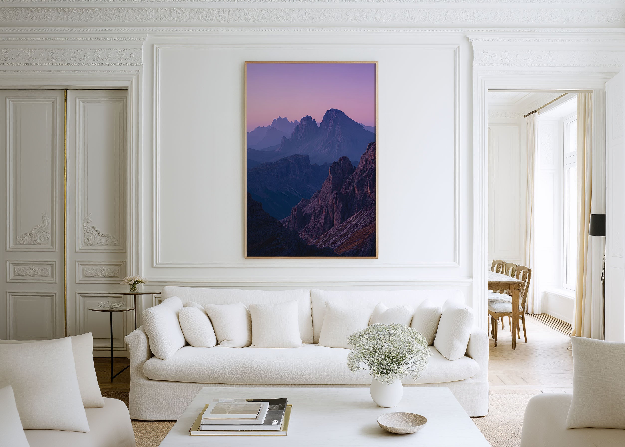 Dolomites Purple Dusk Layers Wall Art Print | Italy Alpine Twilight Photography | Violet Pink Mountain Silhouette Poster