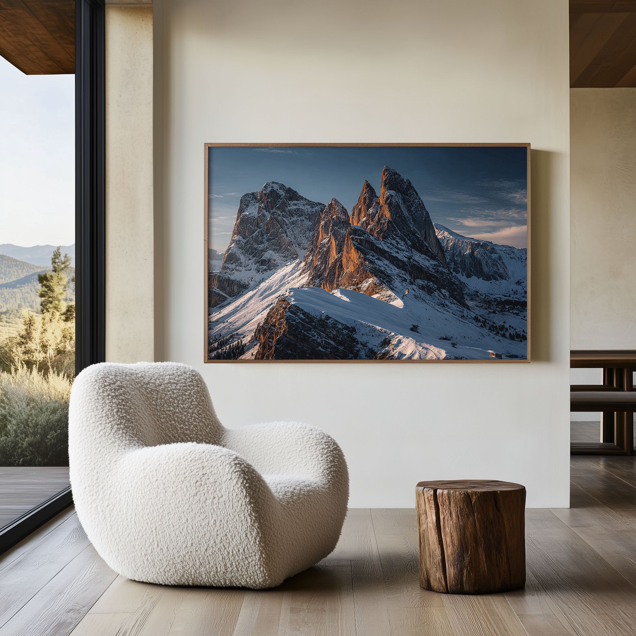 Dolomites Seceda Ridge Wall Art – Italian Alps Snow Mountain Landscape Print, Alpine Nature Photography Decor