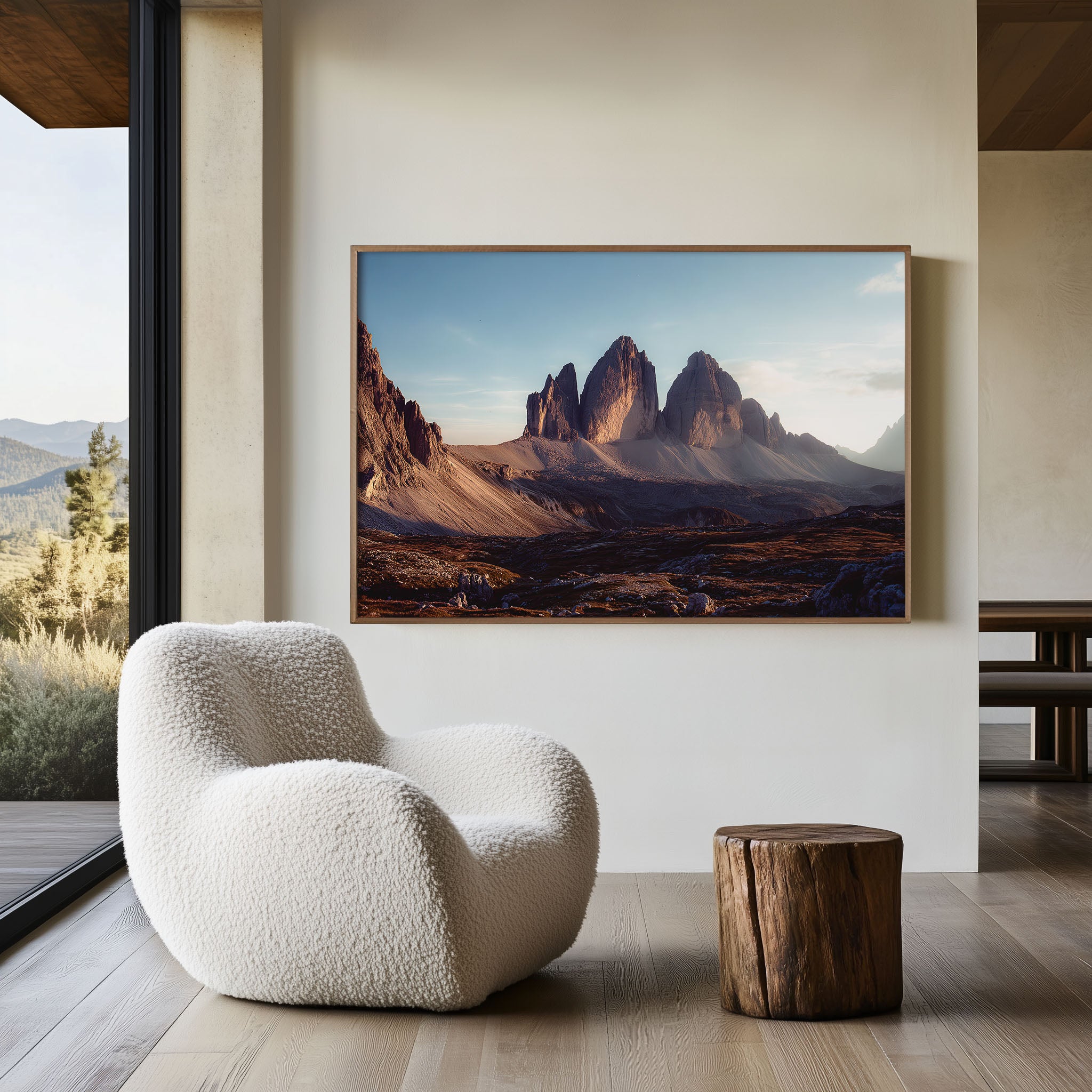 Tre Cime di Lavaredo Dolomites Wall Art – Italy Golden Hour Mountain Landscape
