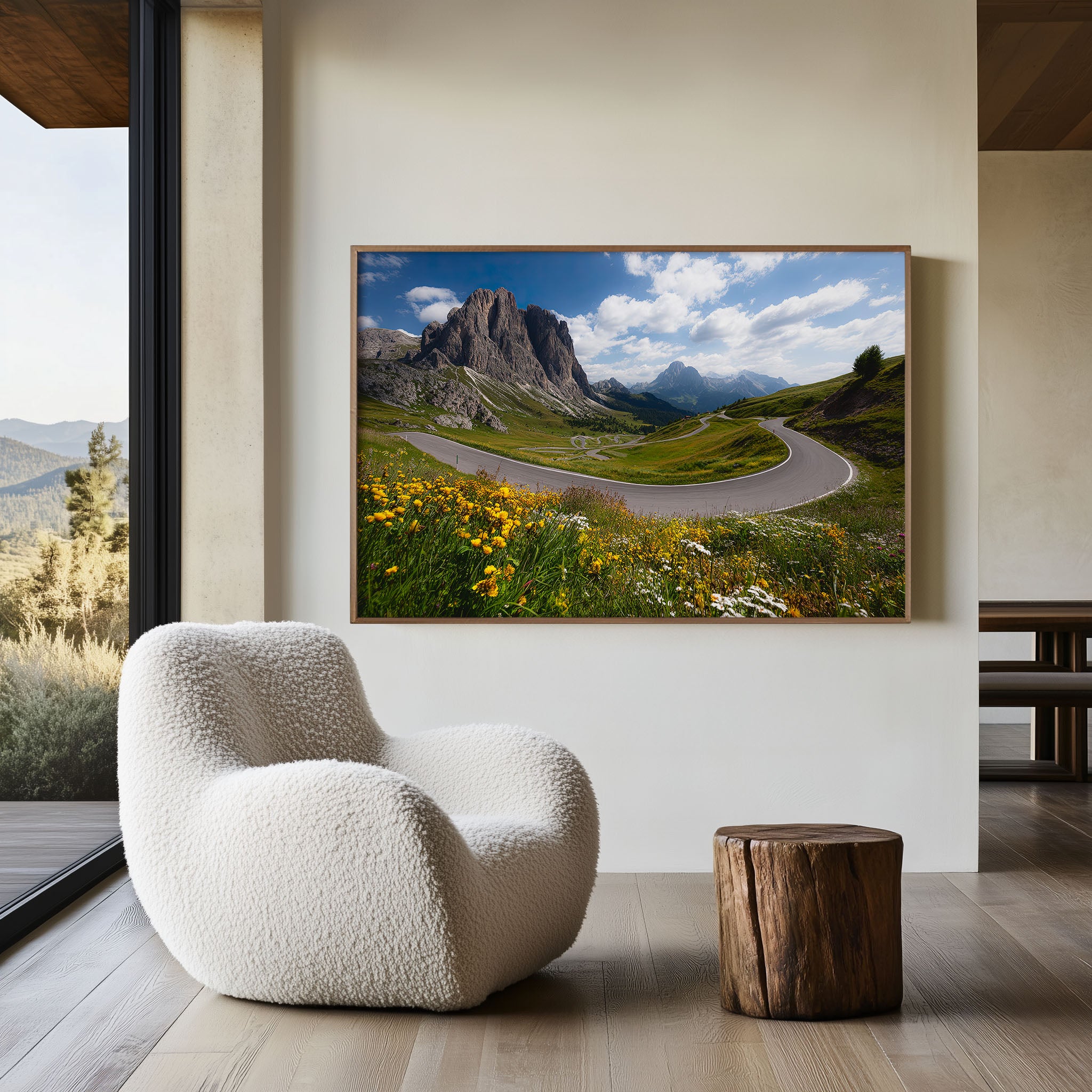 Dolomites Winding Road Wall Art – Italian Alps Mountain Landscape Print