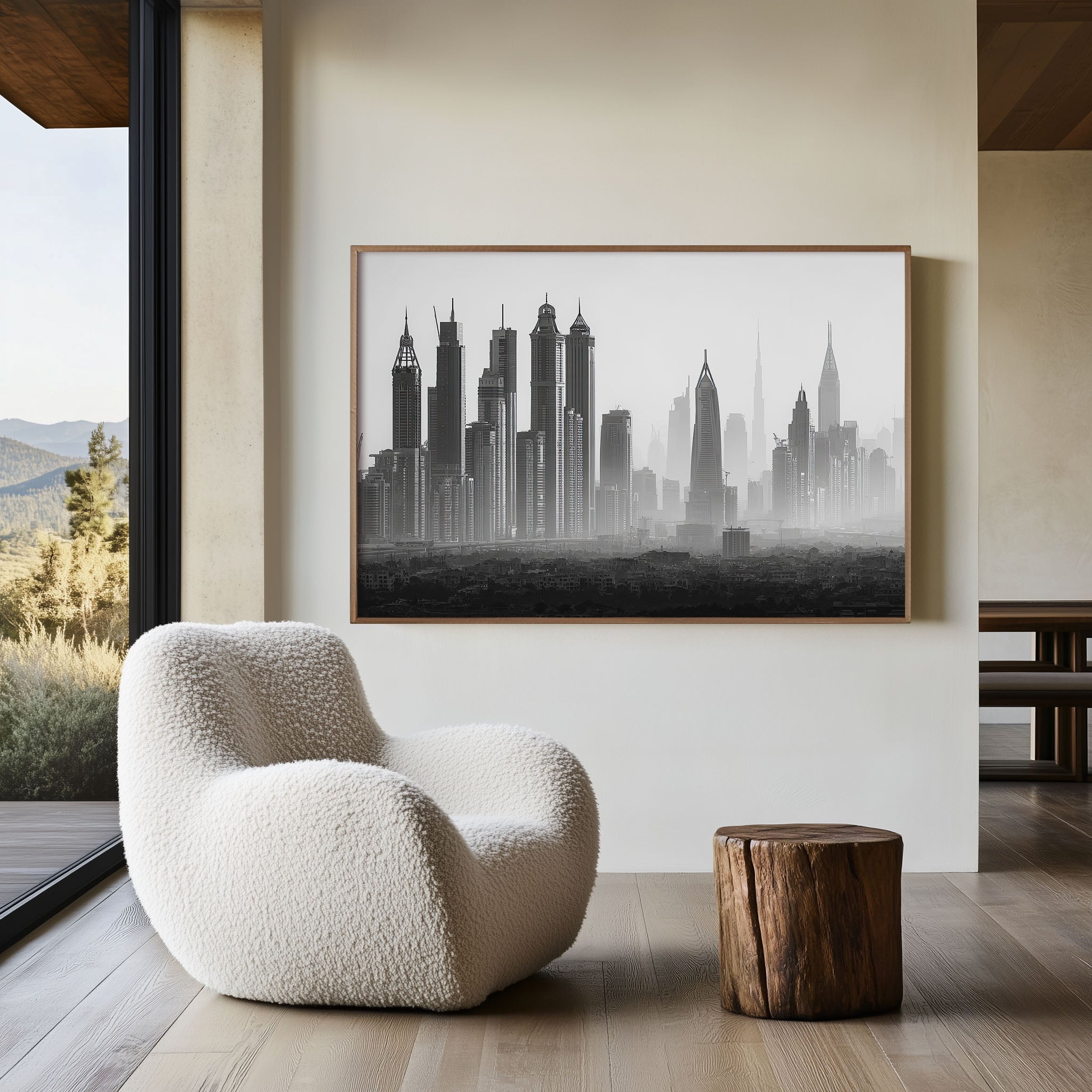 Dubai Cityscape Black & White Wall Art Print