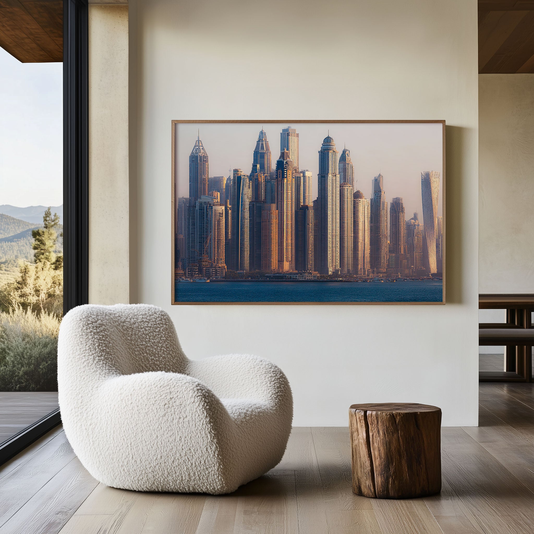 Dubai Marina Skyline Wall Art – Dubai Luxury Skyscraper Cityscape Print, Modern UAE Architecture Decor