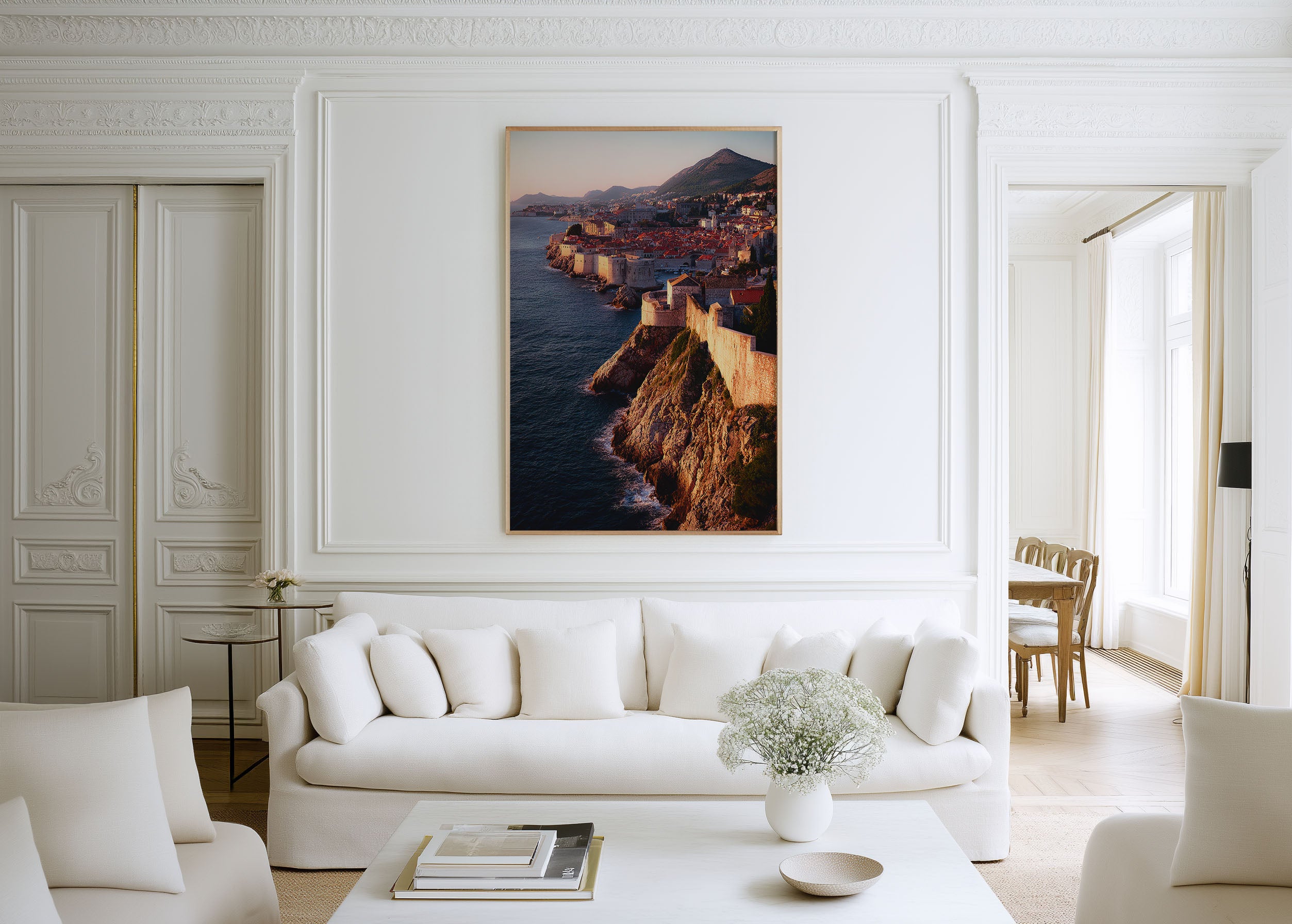 Dubrovnik Old Town Sunset Wall Art Print | Croatia Adriatic Aerial Photography | City Walls Golden Hour Cityscape Poster | Dalmatian Coast Travel Print | European Home Decor