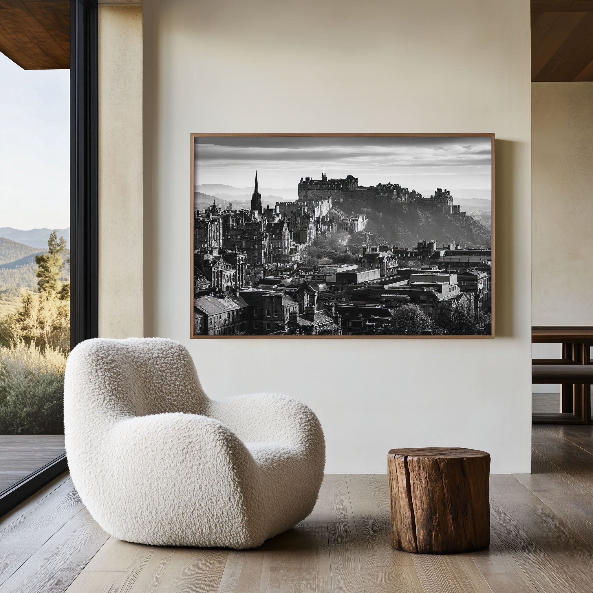 Edinburgh Castle Wall Art – Black and White Scotland Print