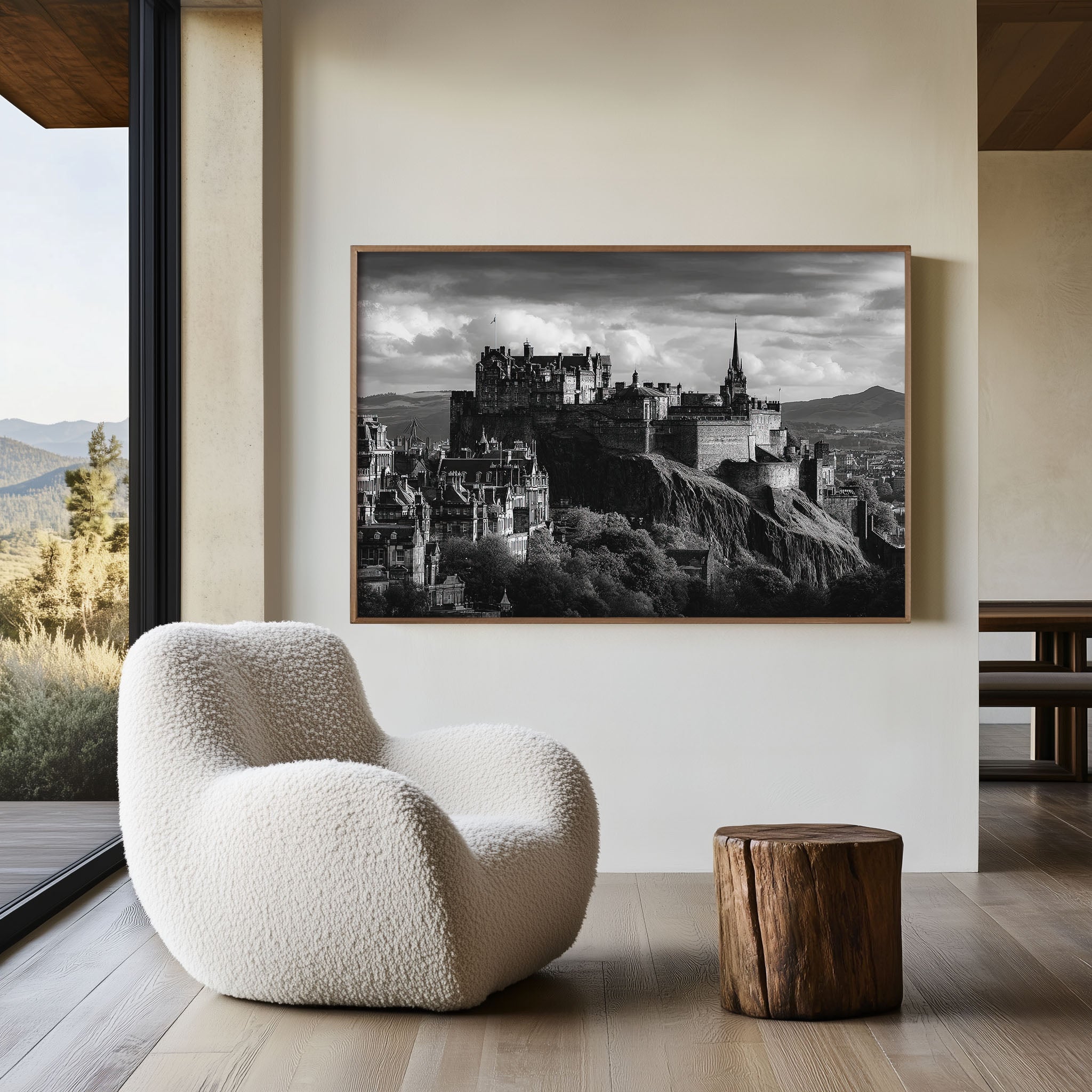Edinburgh Castle Close Up Wall Art – Black and White Scotland Print