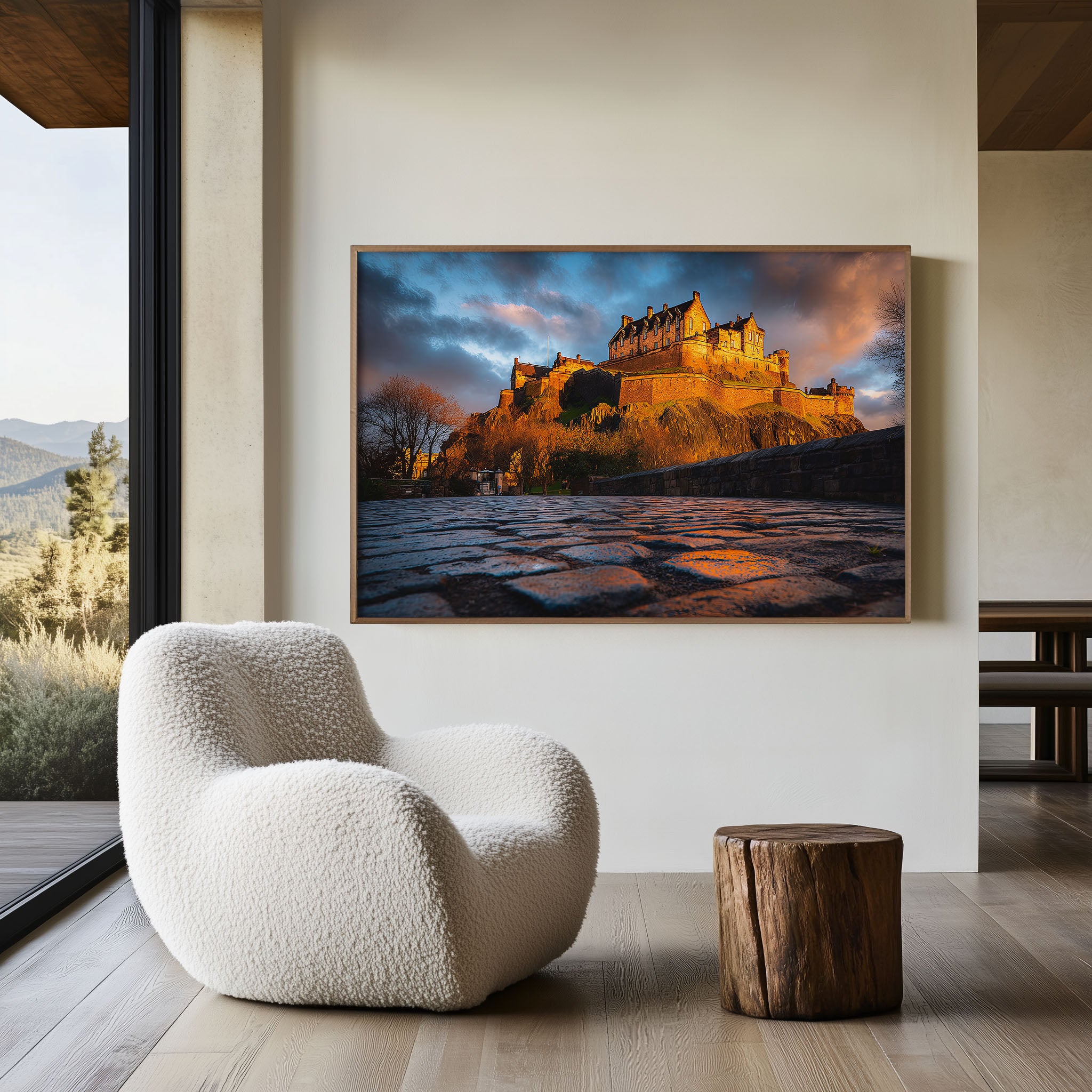 Edinburgh Castle Golden Hour Wall Art Print – Scotland Historic Canvas