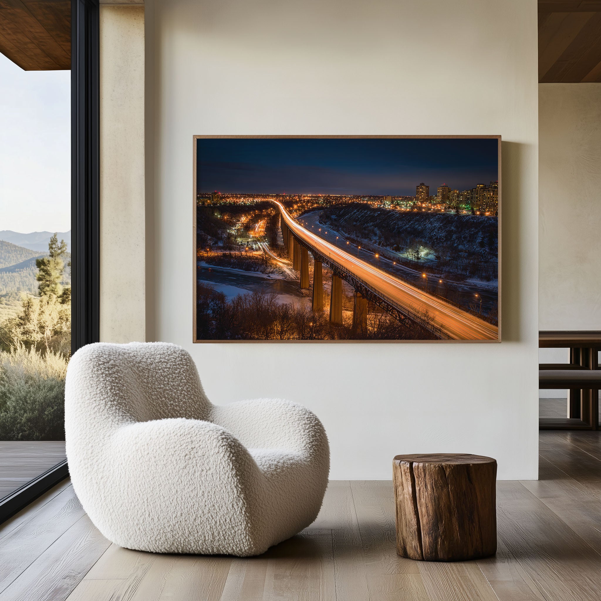 Edmonton High Level Bridge Night Wall Art Print, Canada