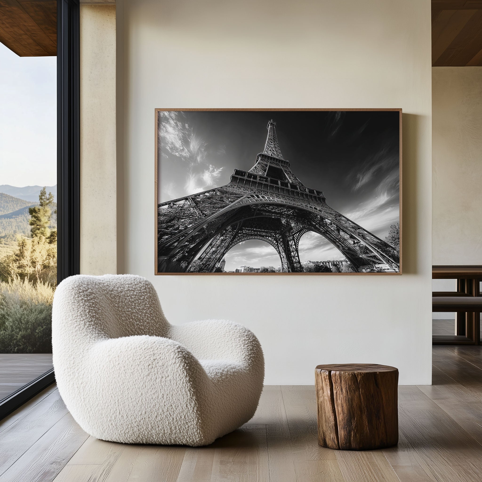 Eiffel Tower Black and White Wall Art Print – Paris France Architecture