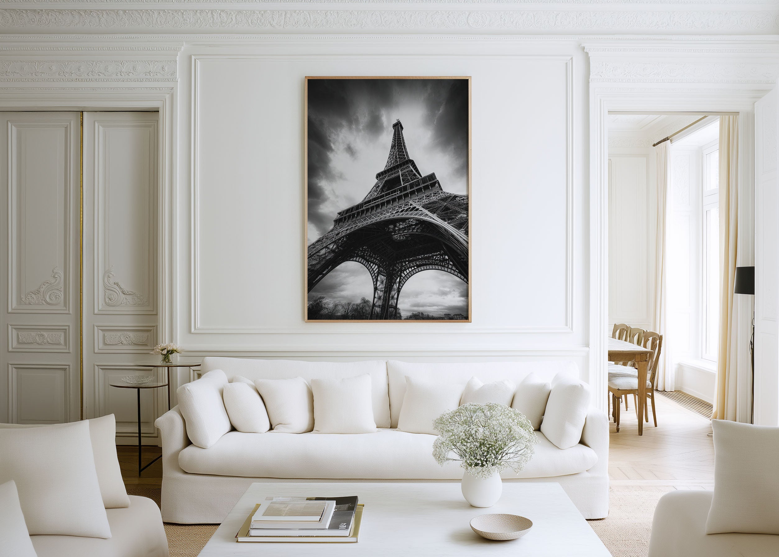 Eiffel Tower Paris Wall Art Print | Black & White Paris Photography Decor