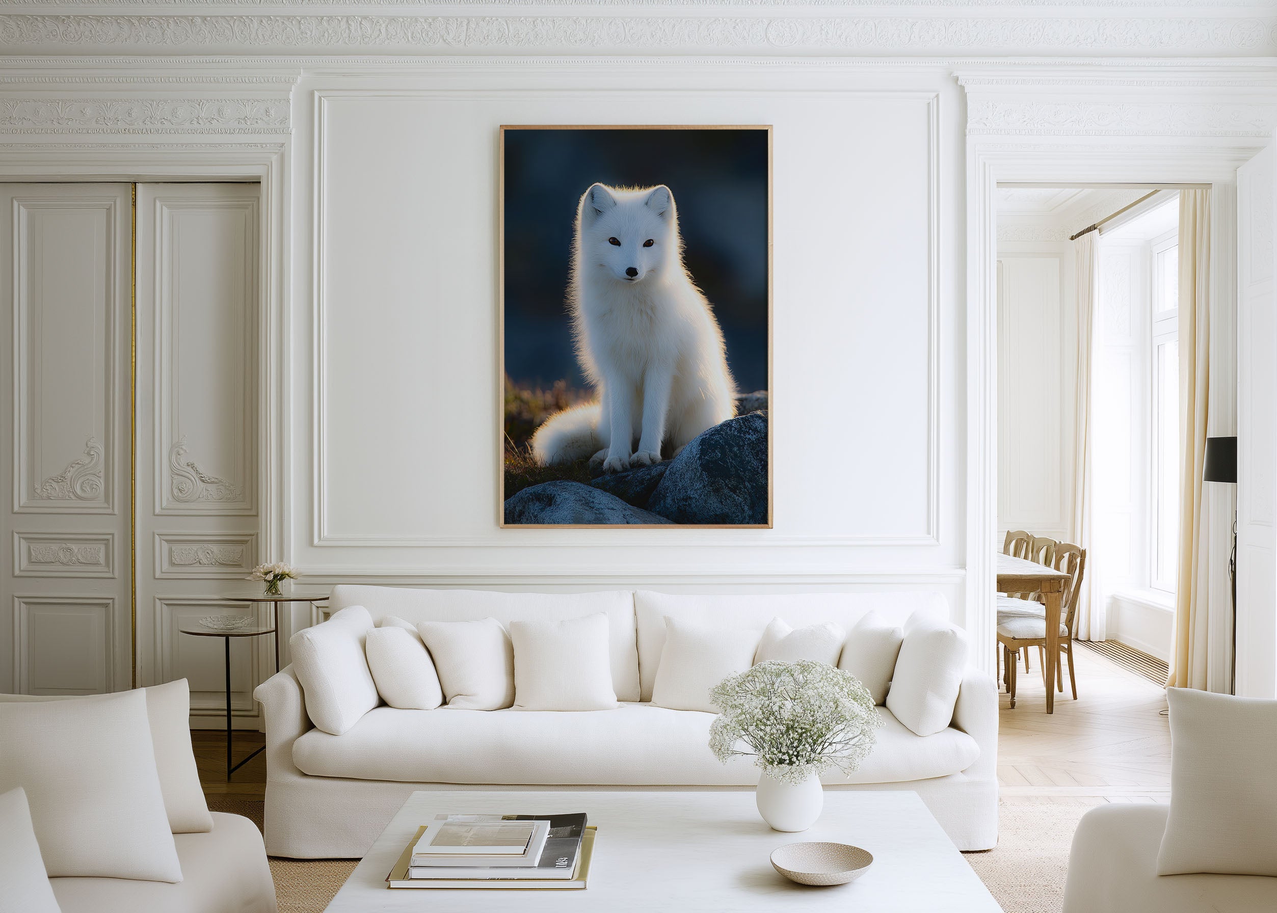Arctic Fox Wall Art Print – Elegant Snow Wildlife Canvas & Framed Animal Photography Decor