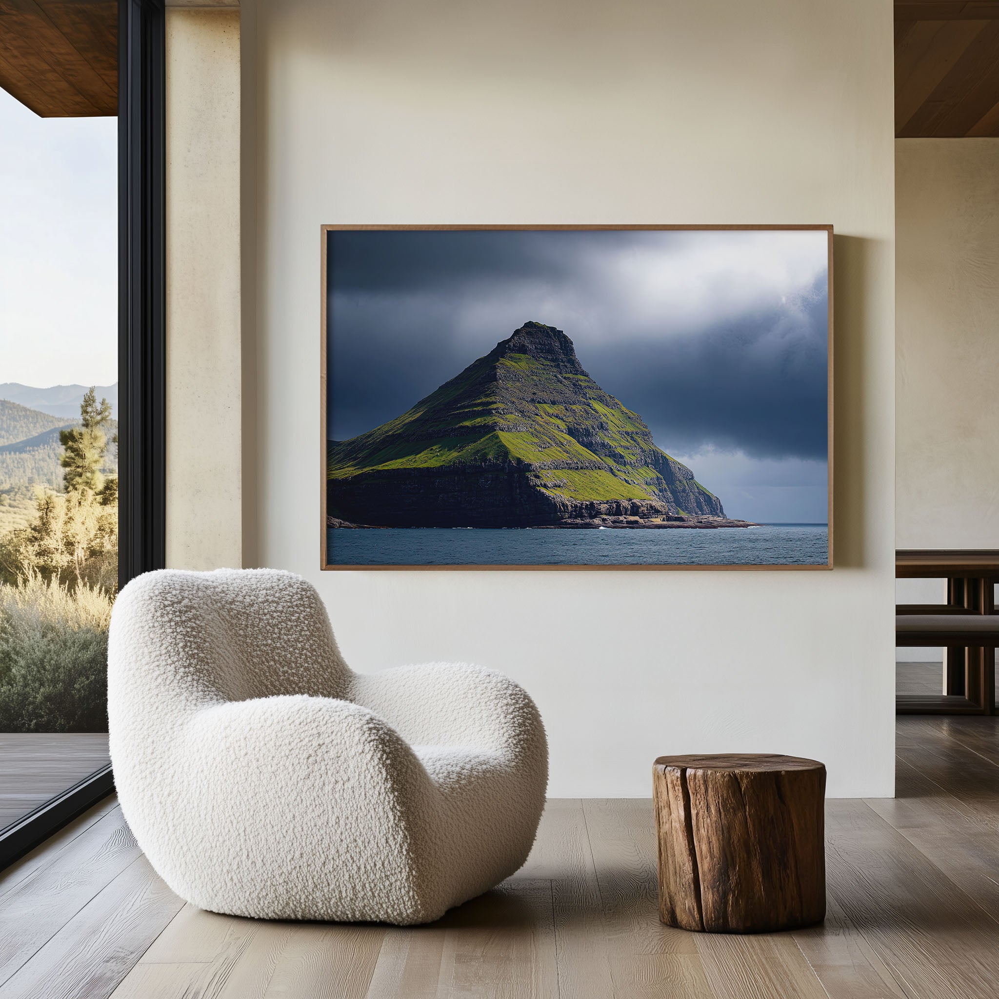 Faroe Islands Kalsoy Cliff Wall Art – Nordic Ocean Mountain Landscape Print, Dramatic Nature Decor
