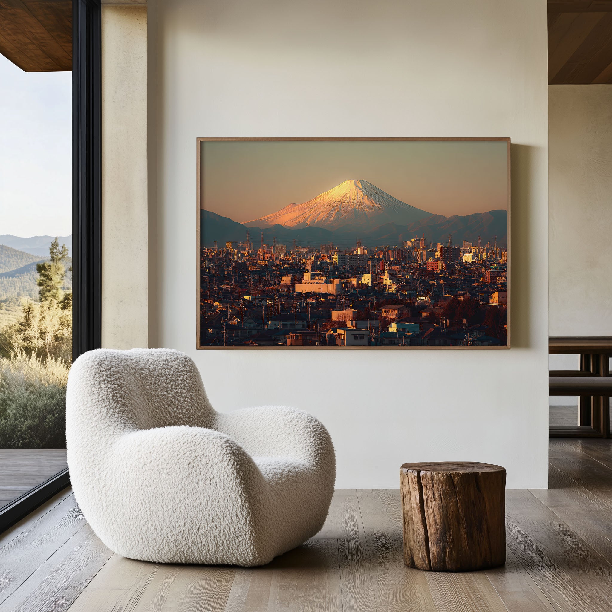 Mount Fuji Japan Wall Art | Fujiyoshida Cityscape Japanese Landscape Print