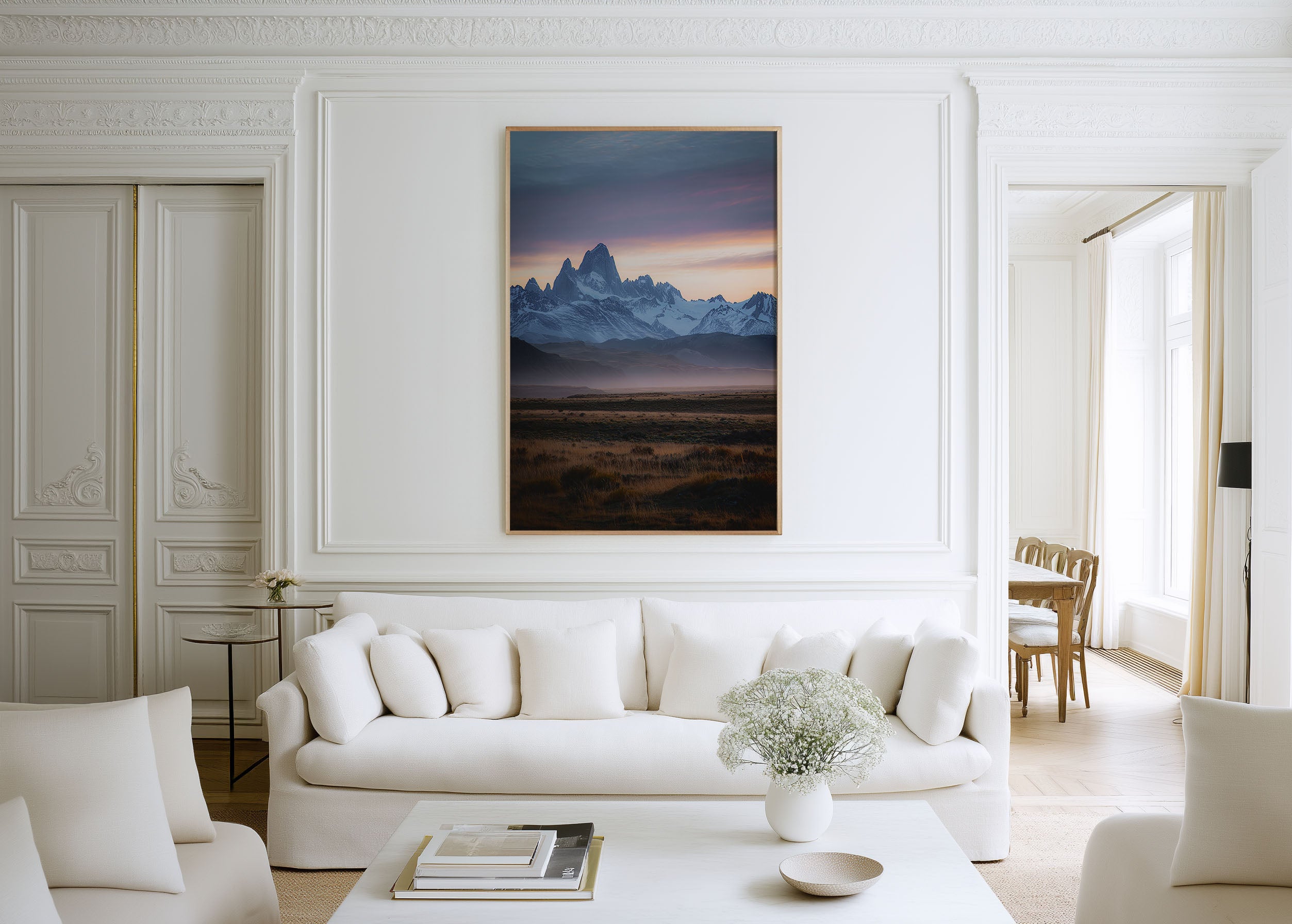 Fitz Roy Print | Patagonia Mountain Wall Art | Foggy Steppe at Dawn | Argentina Landscape Photography Poster