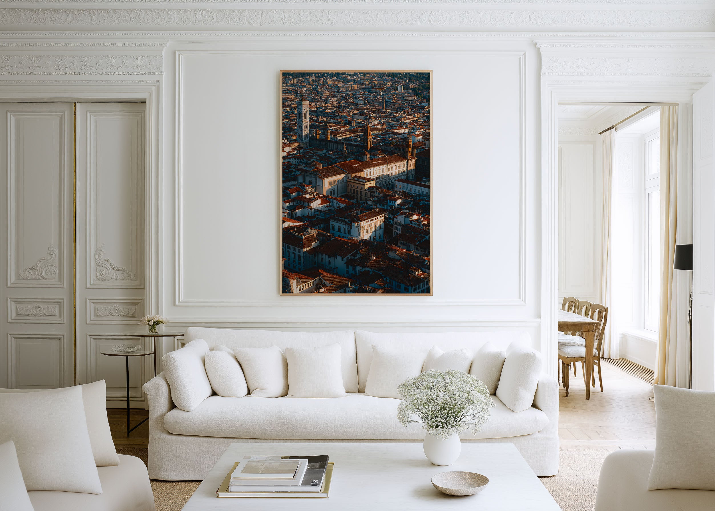 Florence Aerial Rooftops Wall Art Print | Italy Firenze Cityscape Photography | Duomo Cathedral Tuscan City Poster