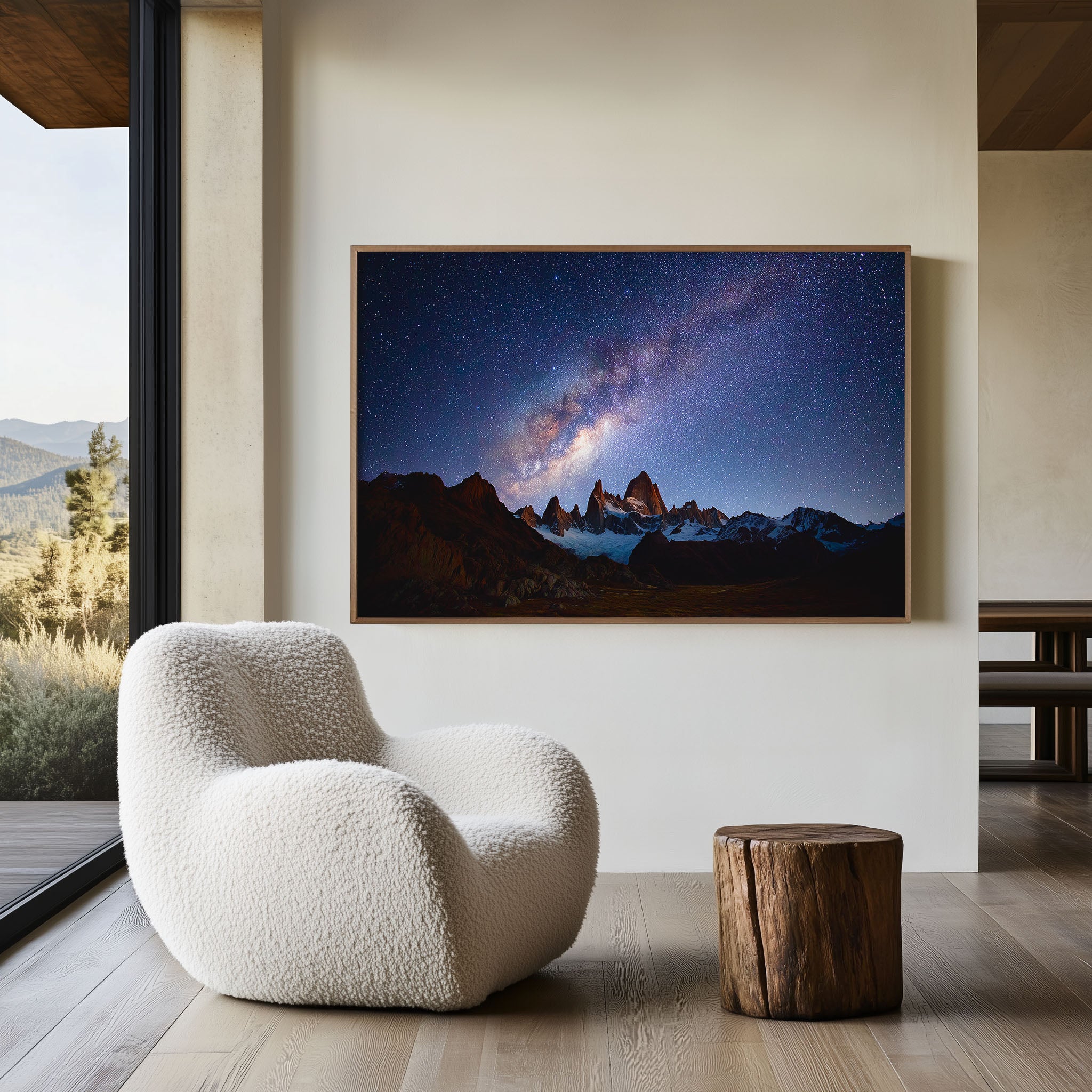 Milky Way Over Patagonia Mountains Wall Art – Galactic Night Sky Print