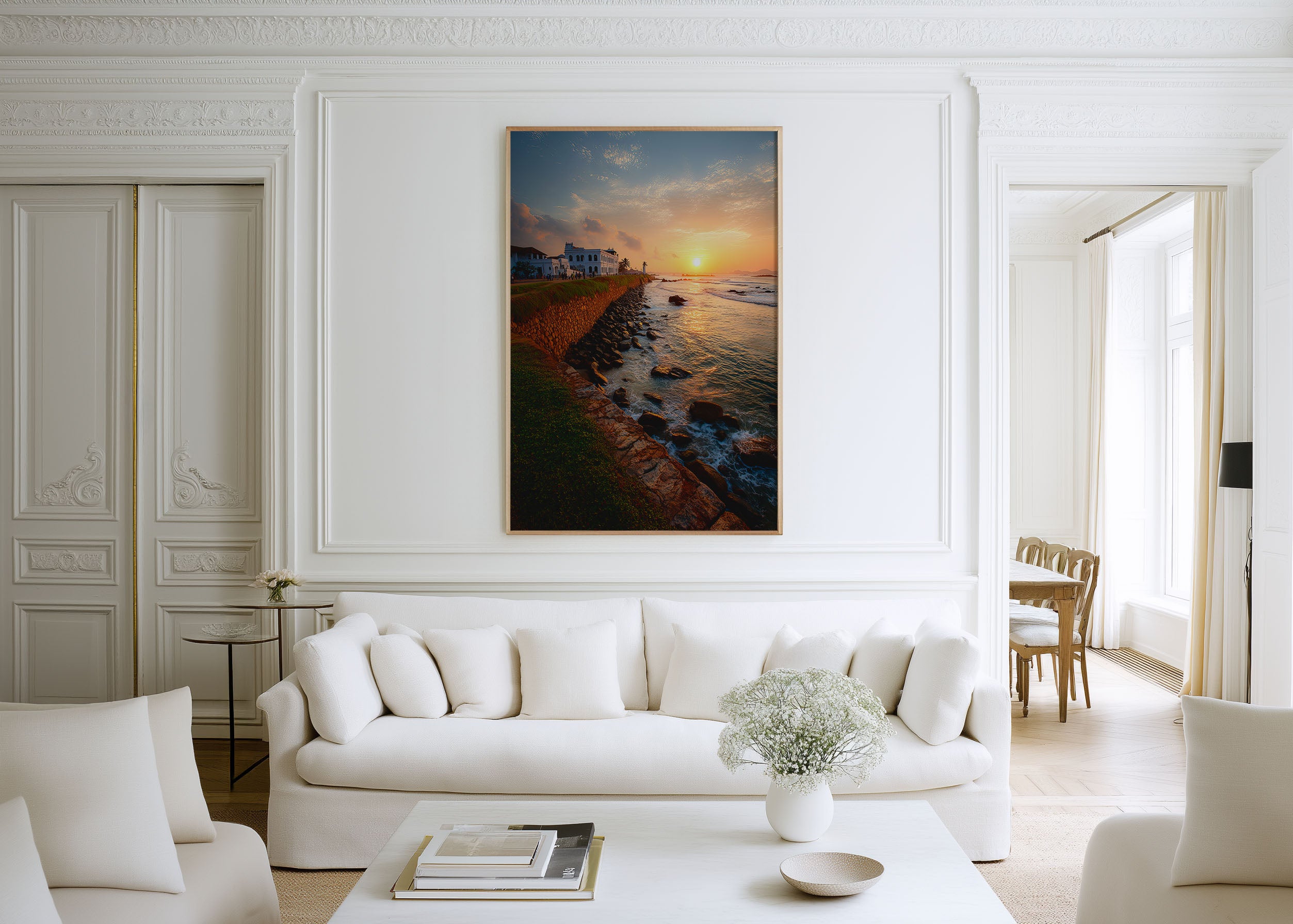 Galle Fort Sunset Coastal Wall Art | Golden Hour Sri Lanka Seascape Print | Historic Dutch Fort Travel Photography