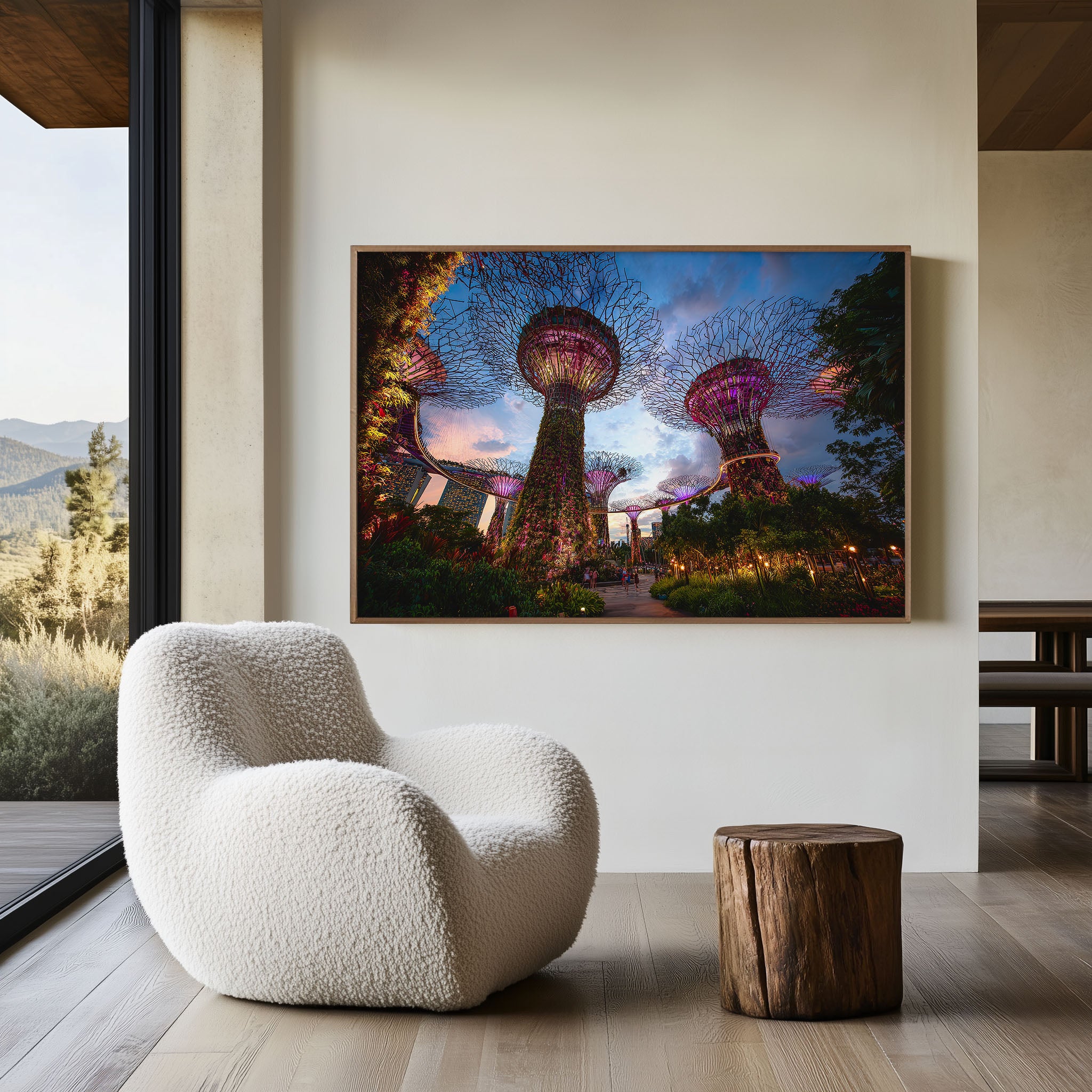 Gardens by the Bay Singapore Supertree Wall Art Print – Night Skyline Canvas
