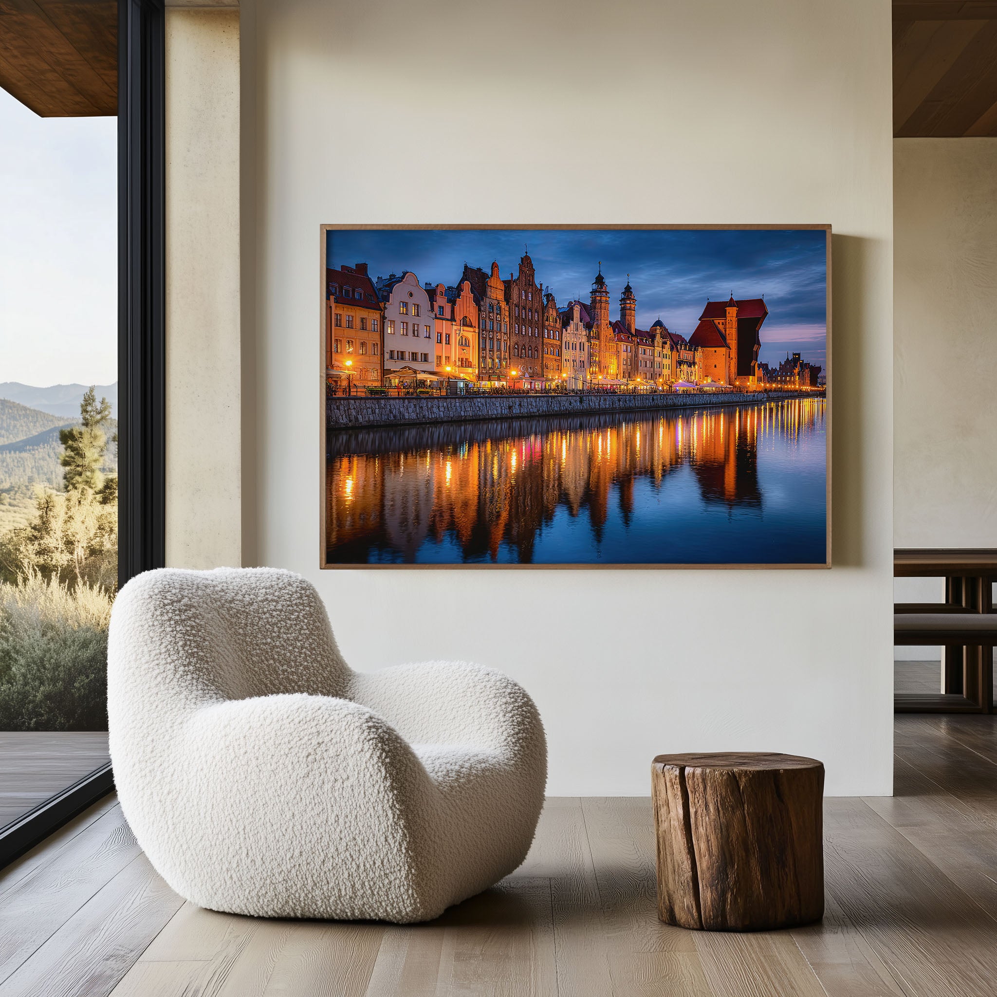 Gdansk Poland Waterfront Wall Art Print – Old Town Sunset Canvas