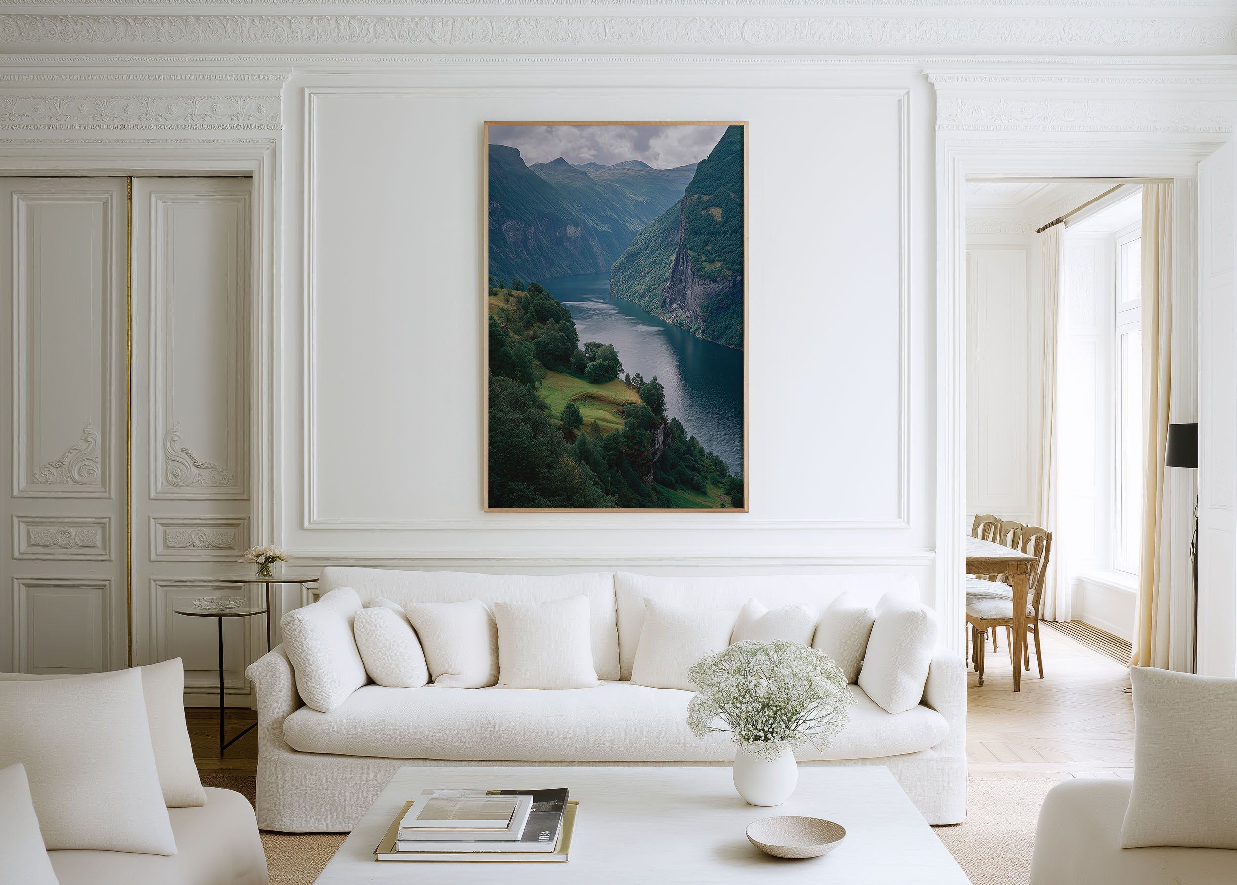 Geirangerfjord Norway Wall Art Print | UNESCO Seven Sisters Waterfall Norwegian Fjord Photography | Scandinavia Travel Poster | Nordic Nature Home Decor