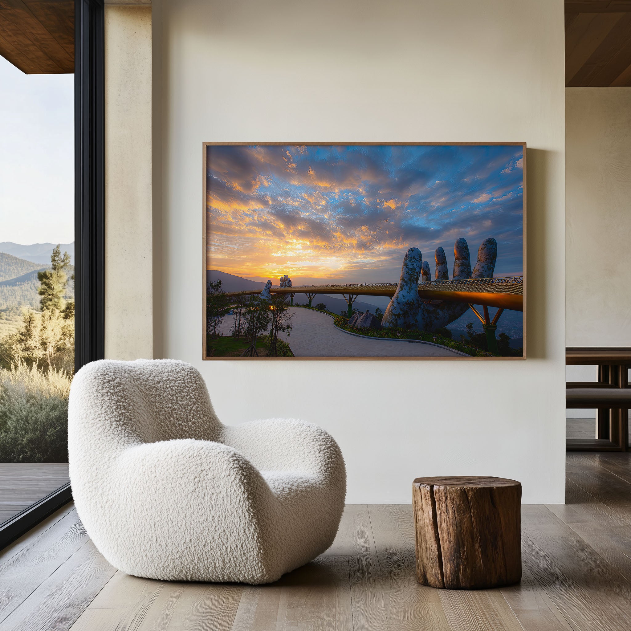 Golden Bridge Da Nang Vietnam Wall Art Print – Sunset Skywalk Canvas