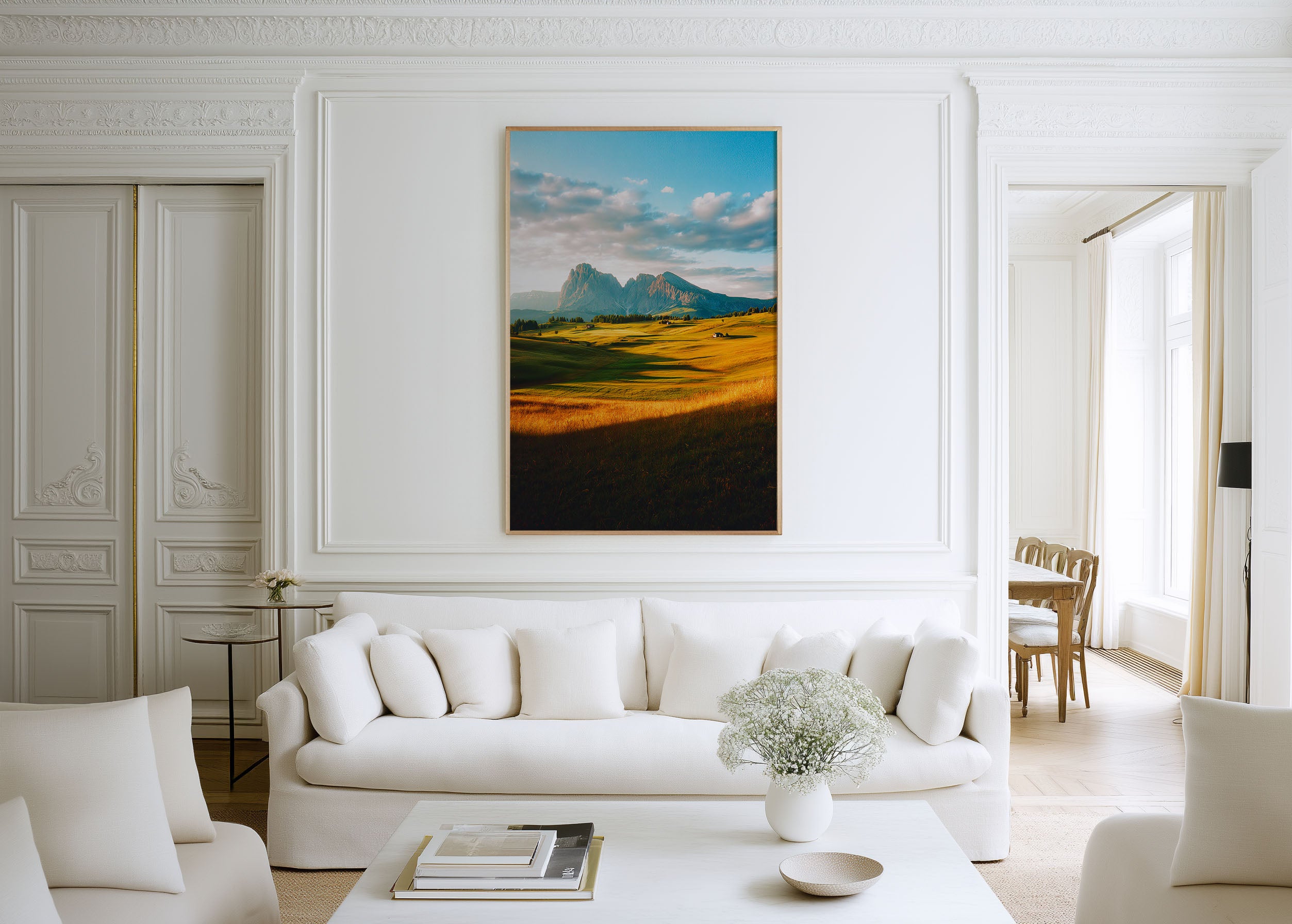 Golden Dolomites Sunset Wall Art Print | Alpine Landscape Canvas