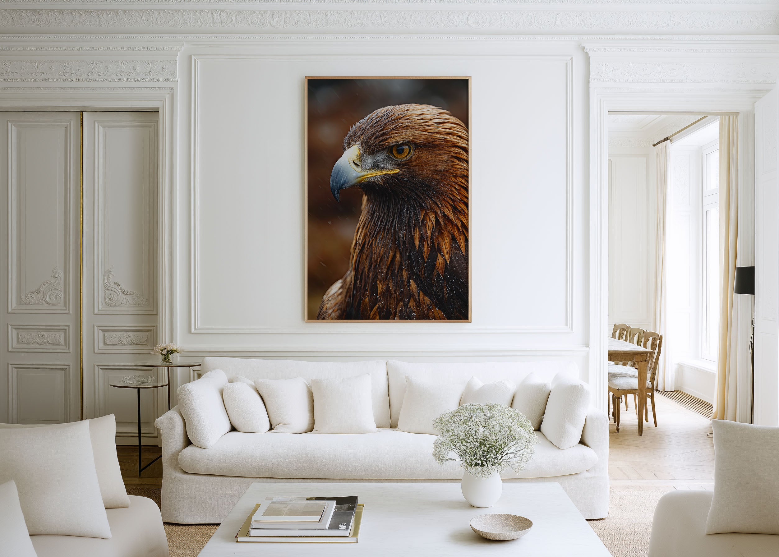 Golden Eagle Wall Art Print – Fierce Bird Close-Up Canvas & Framed Wildlife Photography Decor