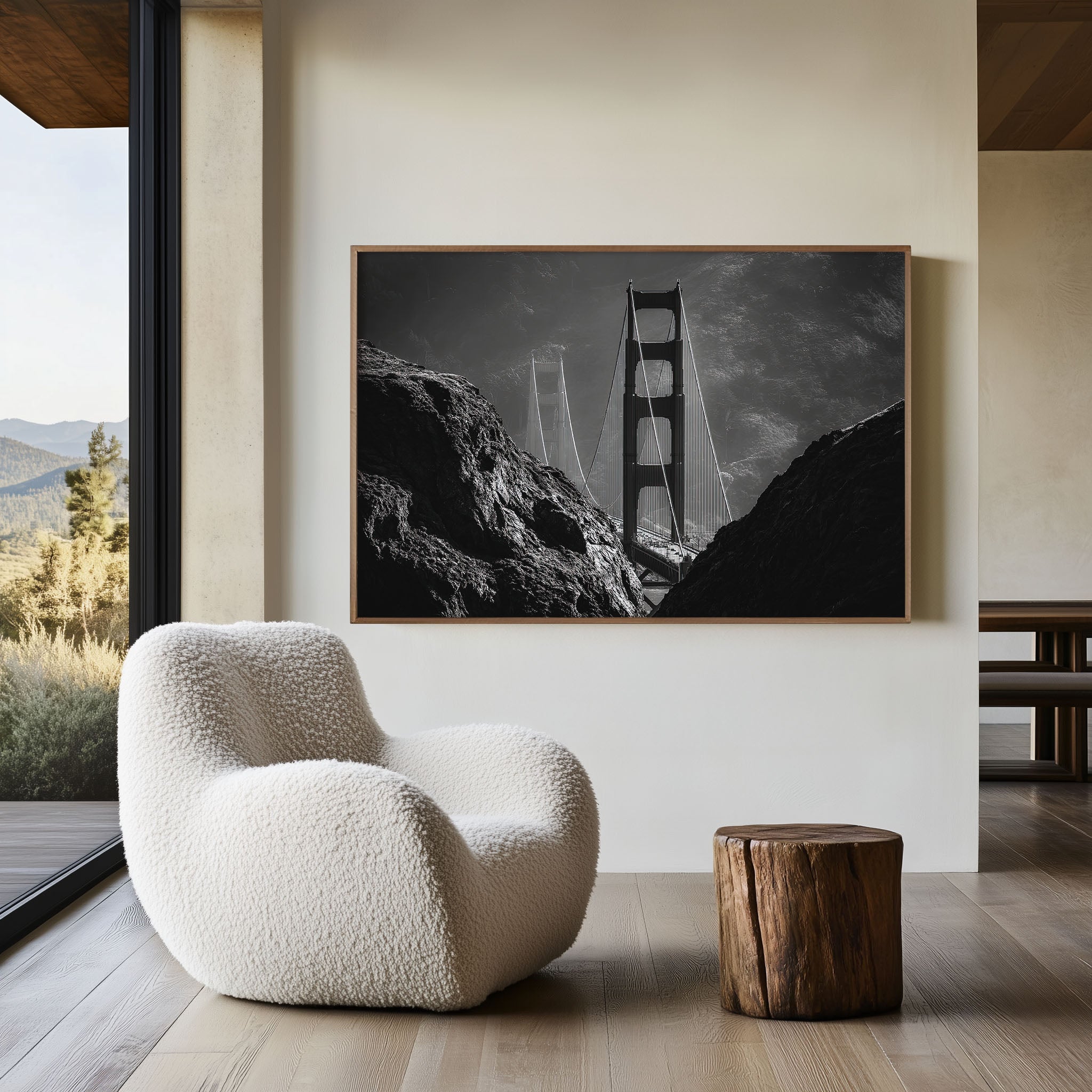 Golden Gate Bridge Black & White Wall Art Print