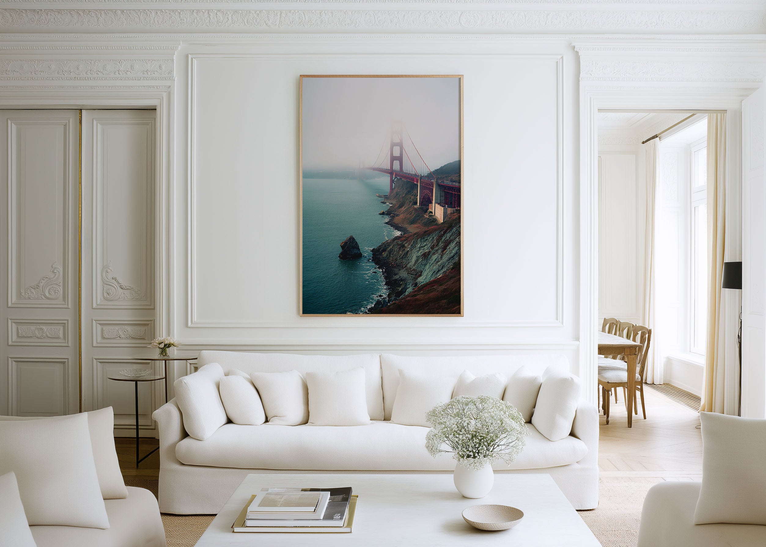 Golden Gate Bridge Fog Wall Art Print | San Francisco Bay California Coastal Photography | USA Travel Poster | Modern American Home Decor