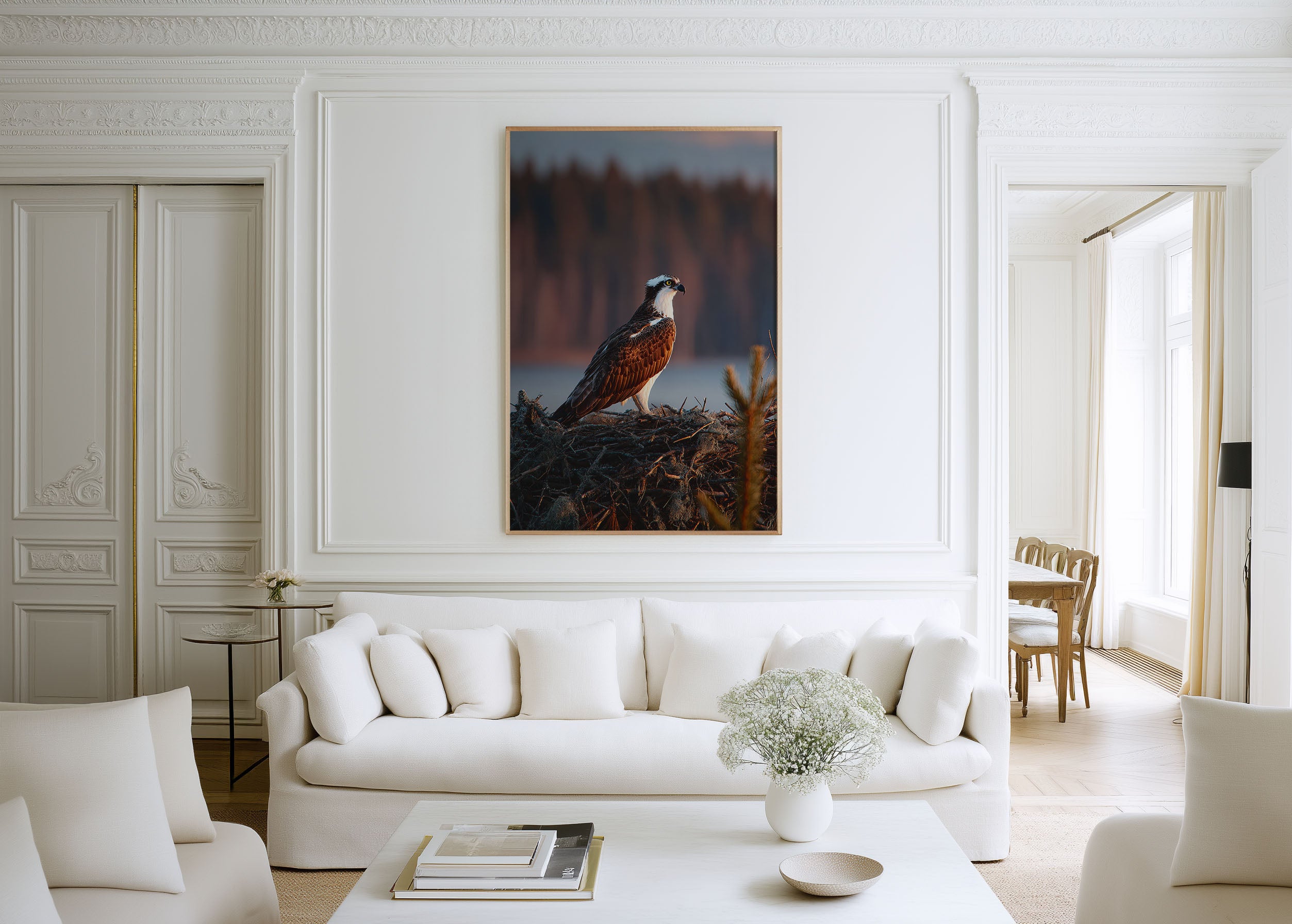 Golden Hour Osprey Wall Art – Wildlife Bird Canvas Print, Nature Sunset Decor