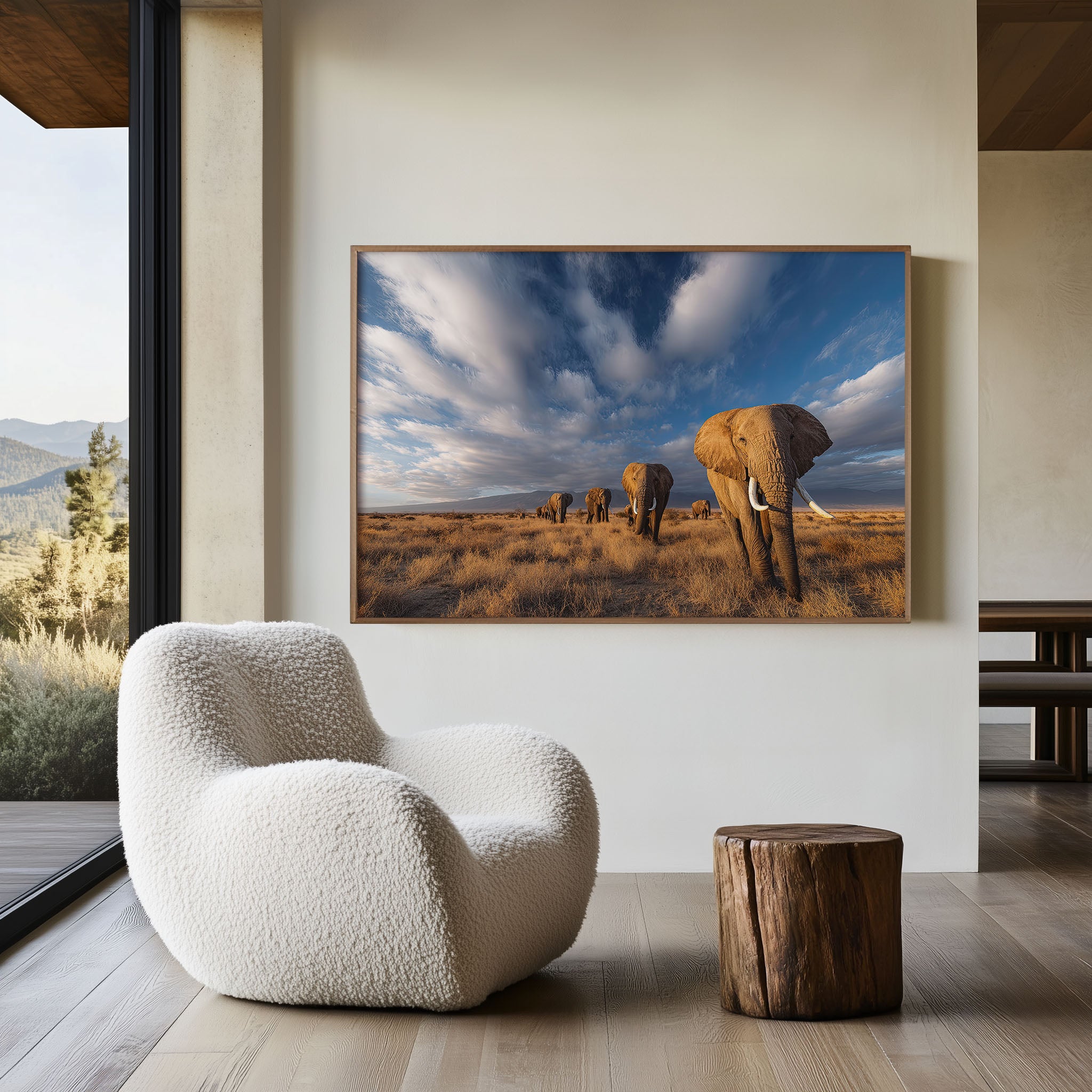 Golden Migration – Amboseli Elephant Herd Wall Art Print