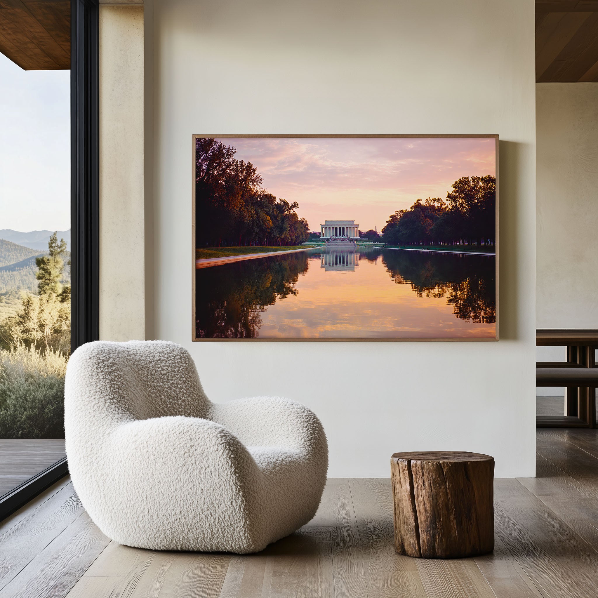 Golden Reflection – Lincoln Memorial Sunset Wall Art Print
