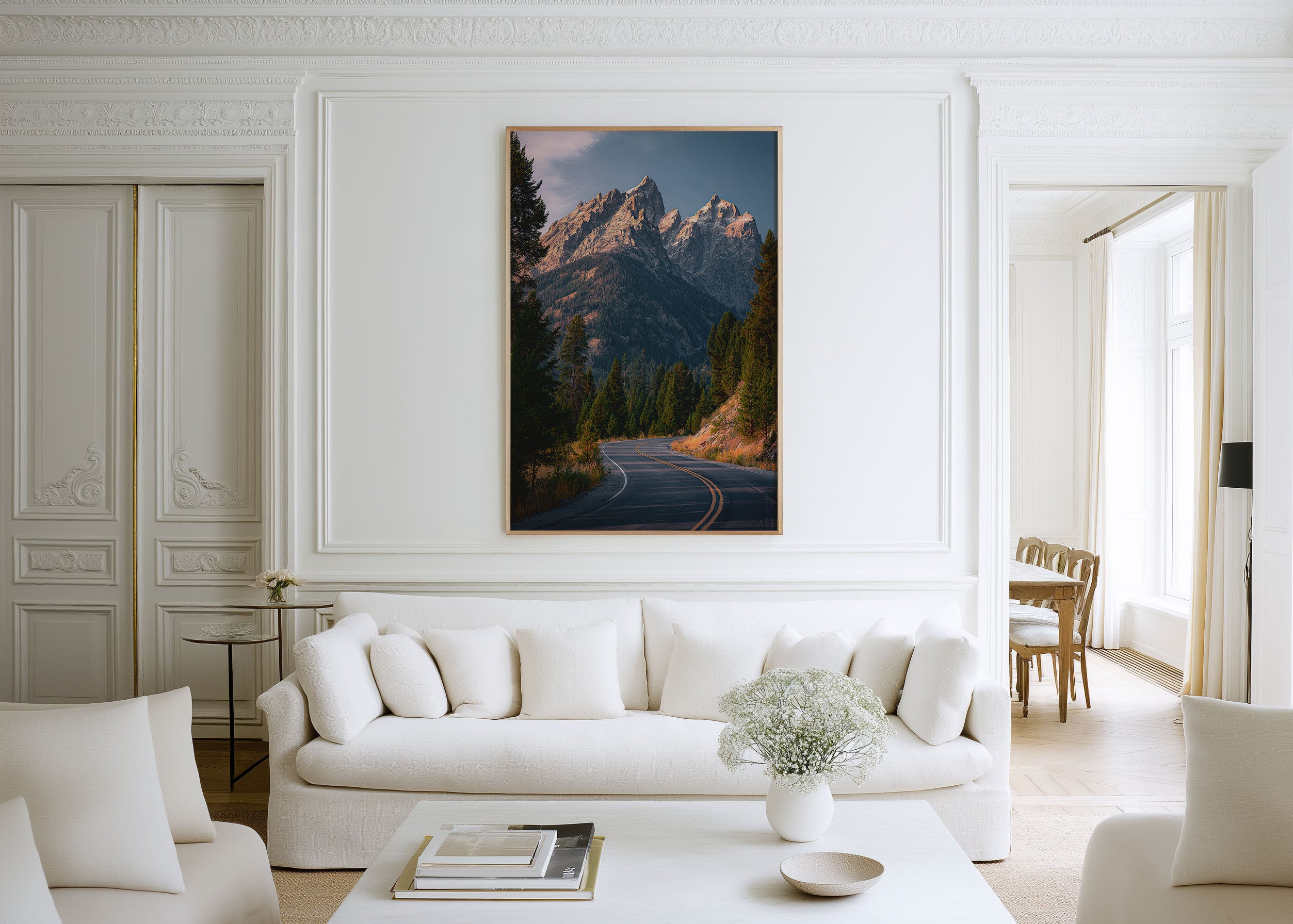 Grand Teton National Park Road Print | Wyoming Mountain Highway Wall Art | Teton Range Pine Forest Landscape Photography Poster