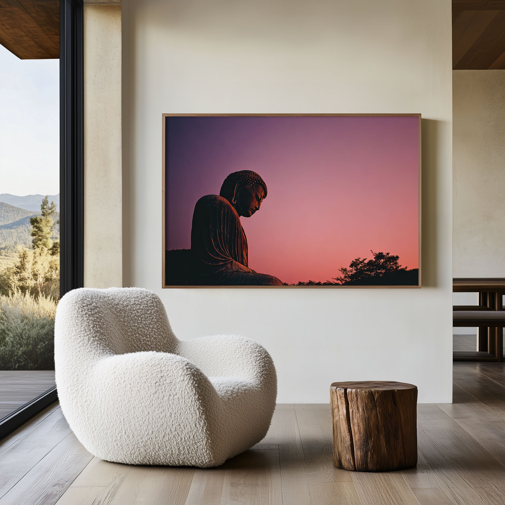 Great Buddha Kamakura Japan Wall Art Print, Zen Temple Buddha Sunset Landscape