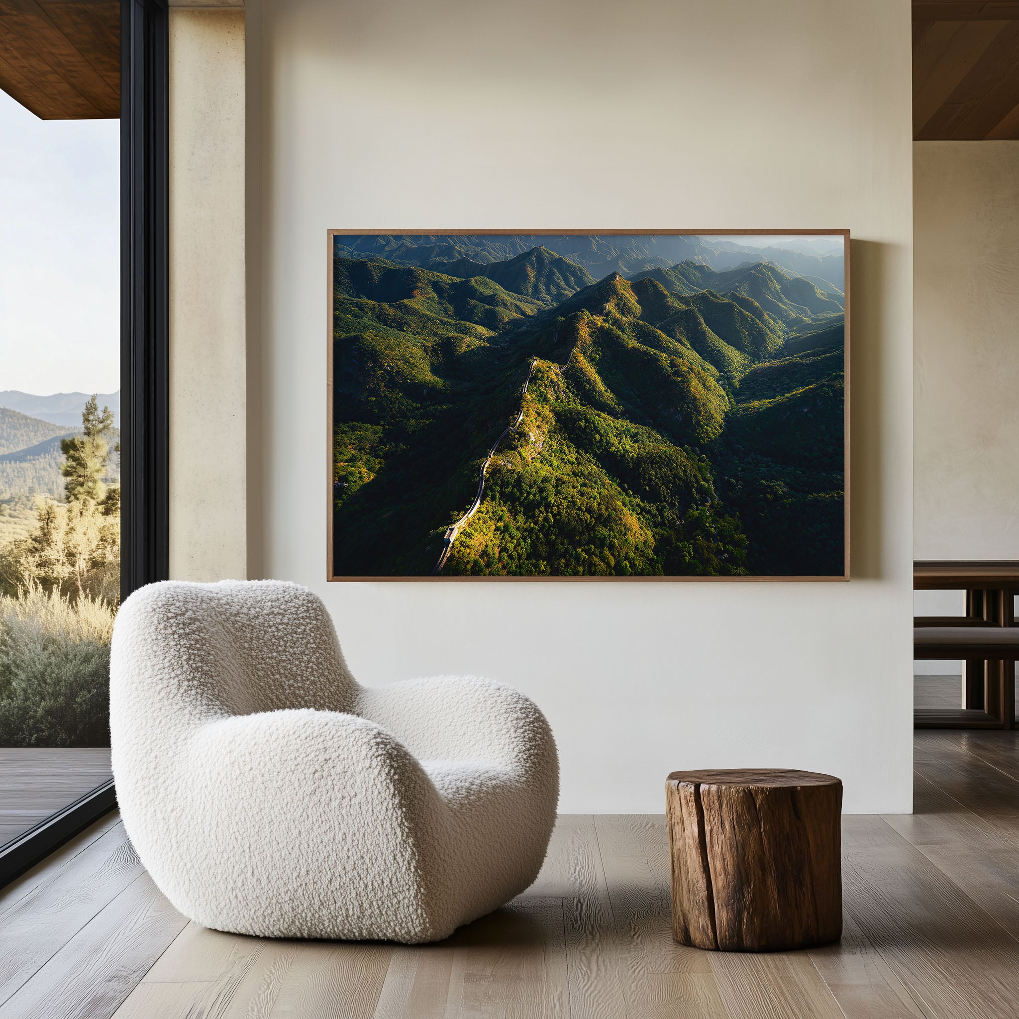 Great Wall of China Print | Aerial Chinese Mountain Landmark Photography Wall Art