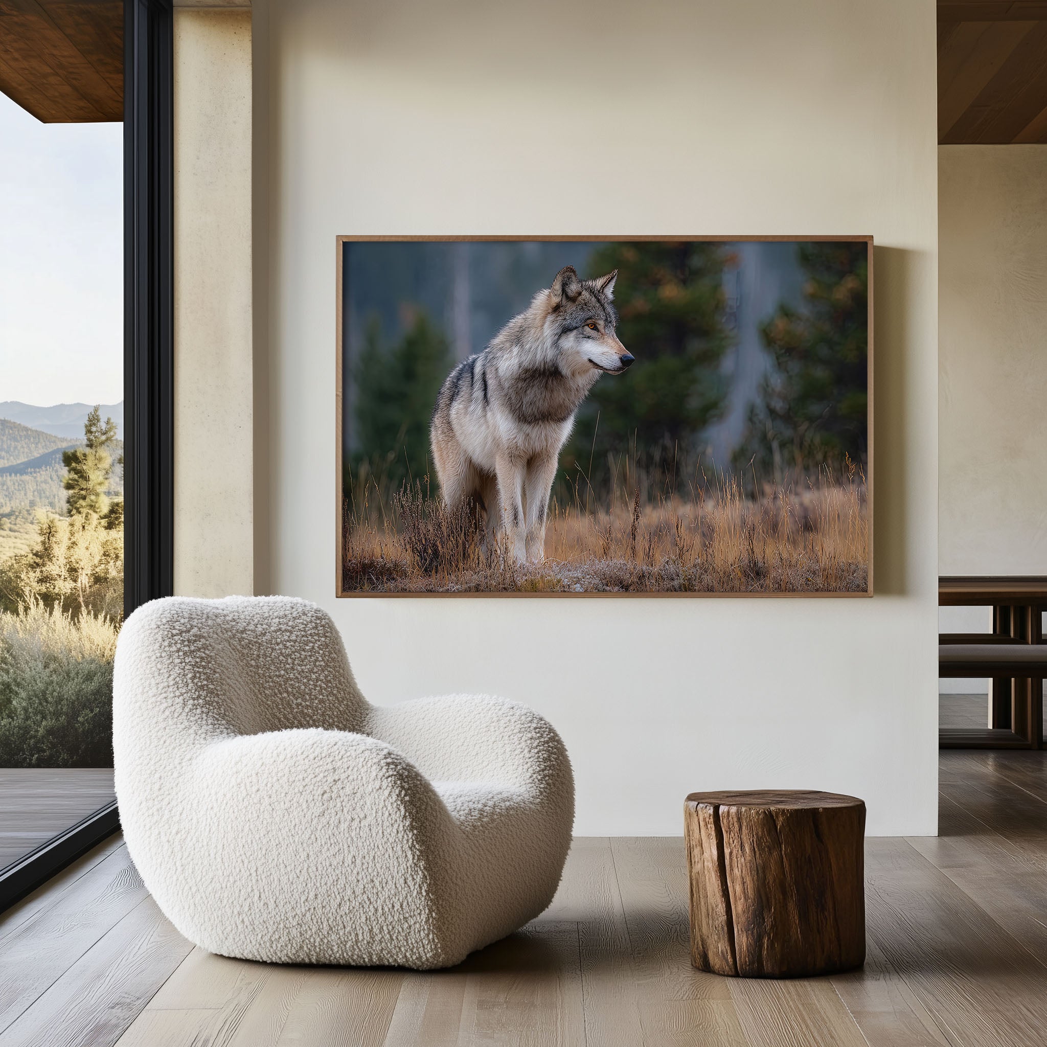 Grey Wolf Wall Art Print – Forest Wildlife Canvas