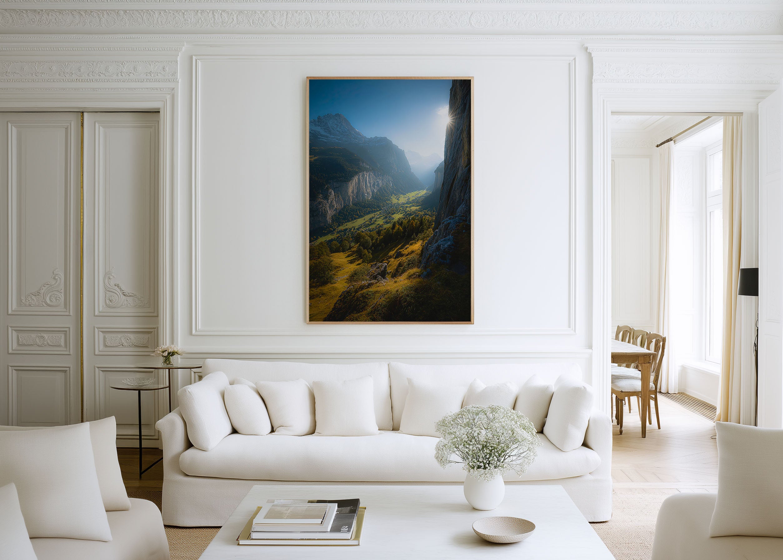 Lauterbrunnen Valley Swiss Alps Autumn Wall Art | Grindelwald Golden Light Cliff Landscape Print | Switzerland Travel Photography