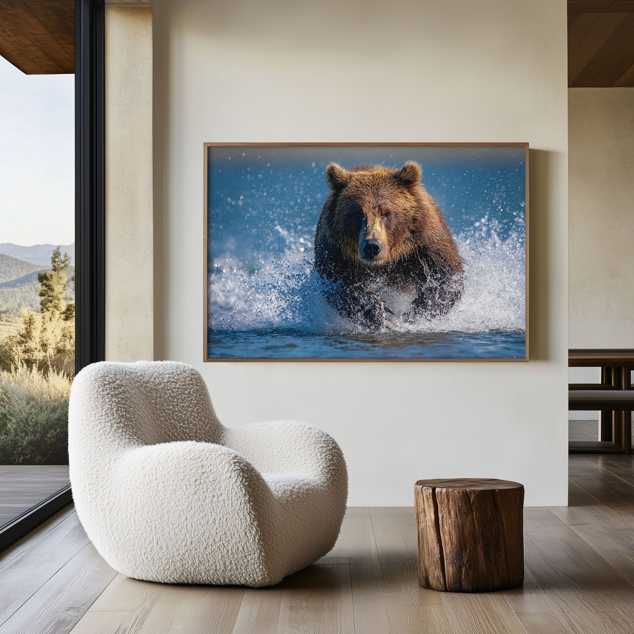 Grizzly Bear Wall Art – Powerful River Wildlife Photography Print