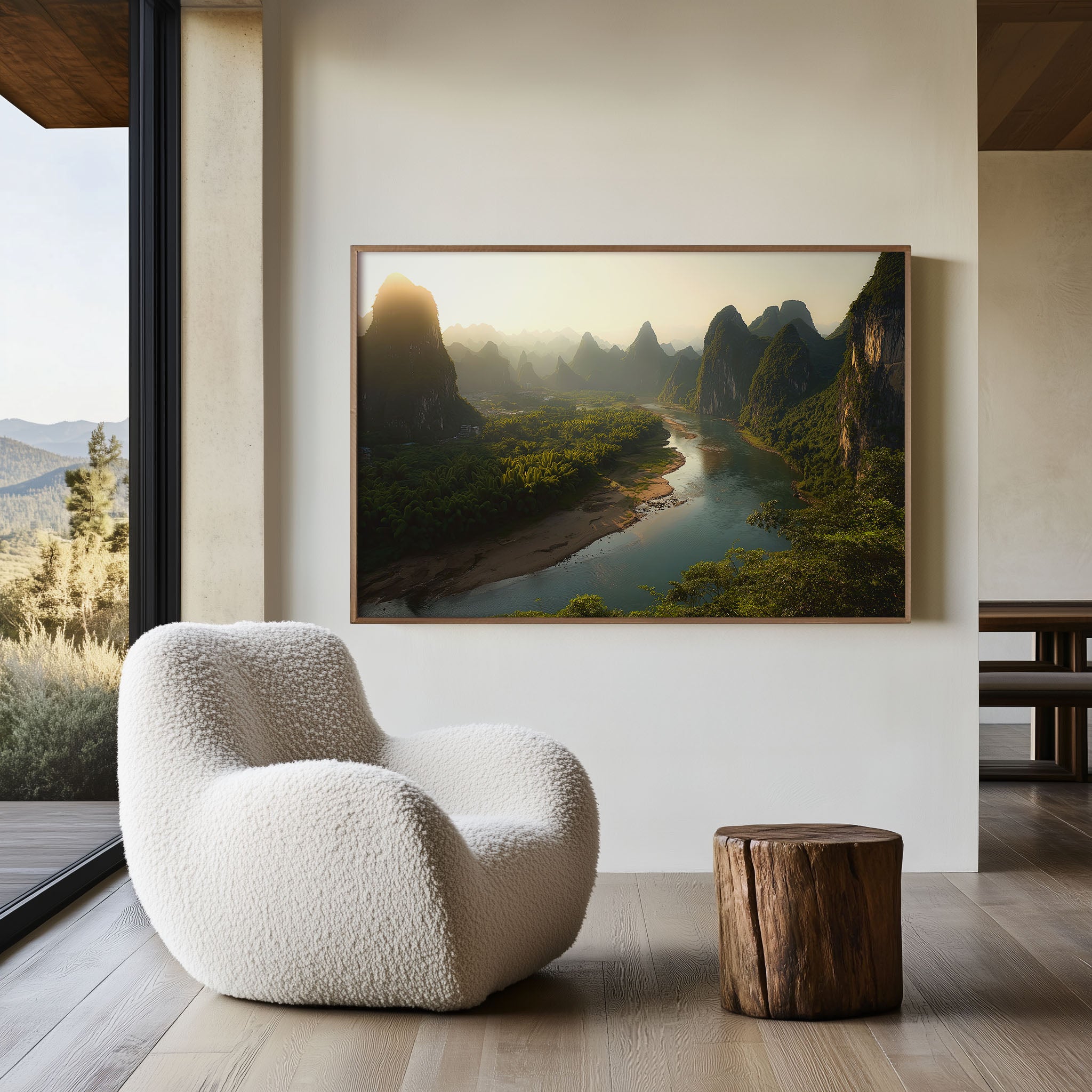Guilin China Karst Mountains Wall Art Print – Li River Landscape Canvas