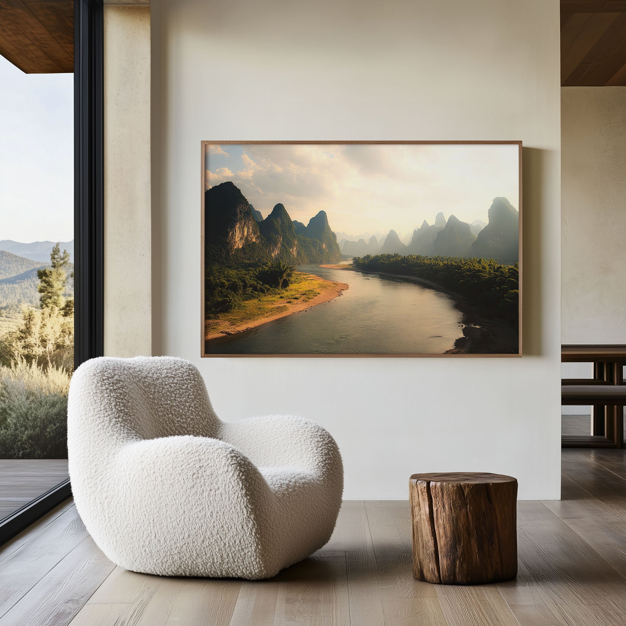 Guilin China Karst River Wall Art Print – Li River Mountain Landscape Canvas
