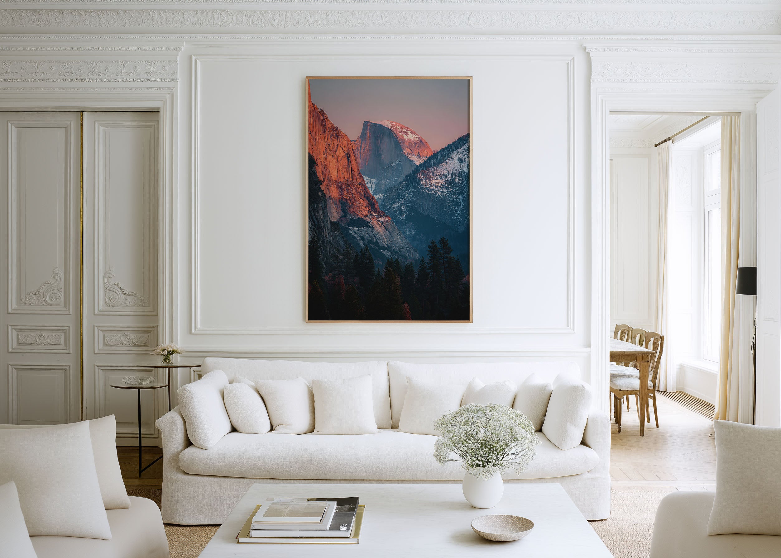 Yosemite Half Dome Sunset Wall Art Print | El Capitan Alpenglow Photography | California Valley Landscape Poster | National Park Winter Print | Nature Home Decor
