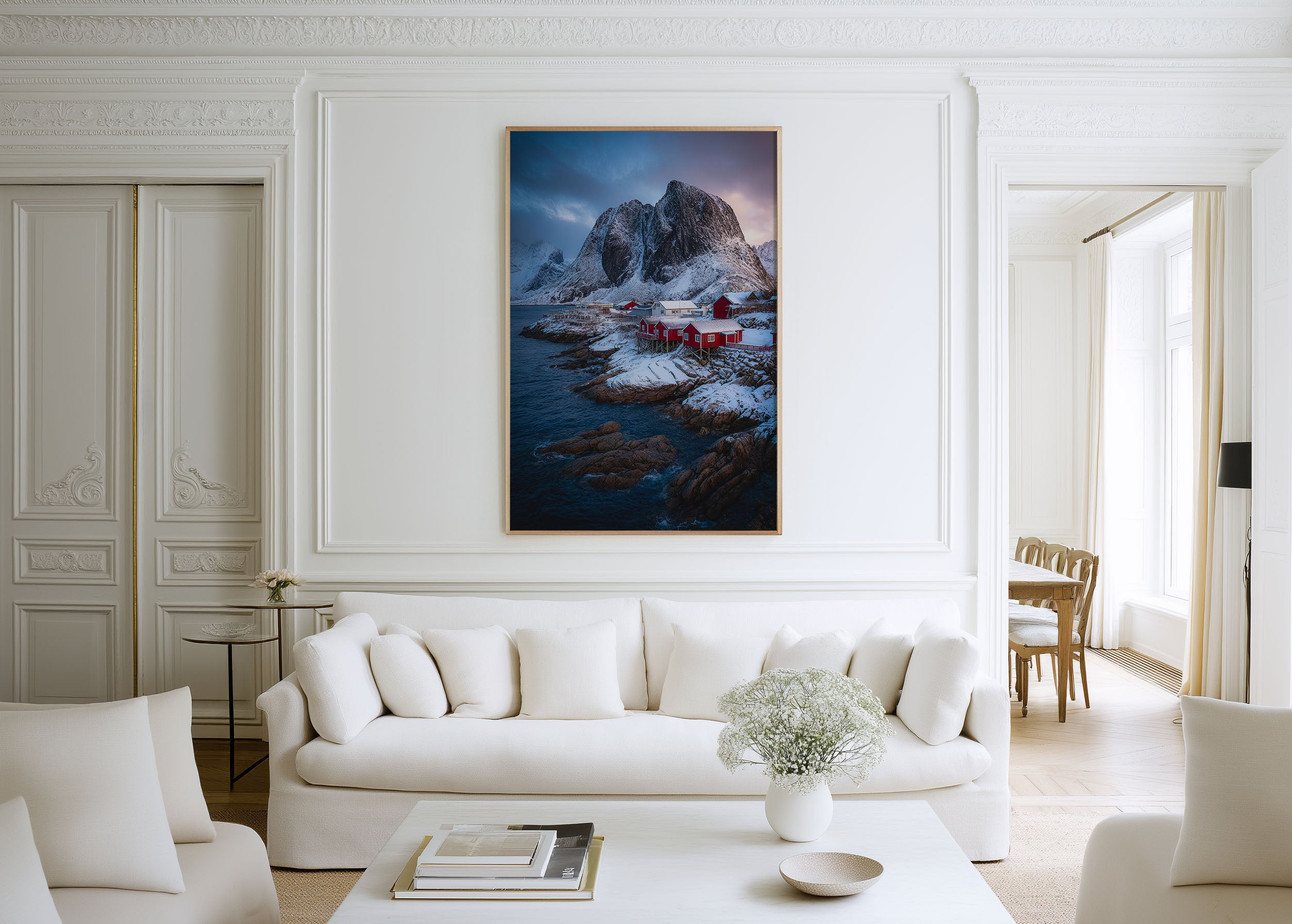 Hamnøy Lofoten Islands Wall Art Print | Norway Winter Fishing Village Photography | Red Rorbuer Arctic Coastal Poster