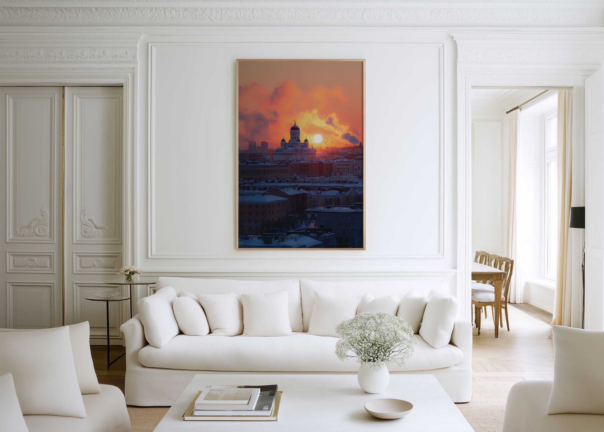 Helsinki Cathedral Winter Sunset Wall Art | Helsinki Finland Snow Skyline Print | Travel Photography Poster