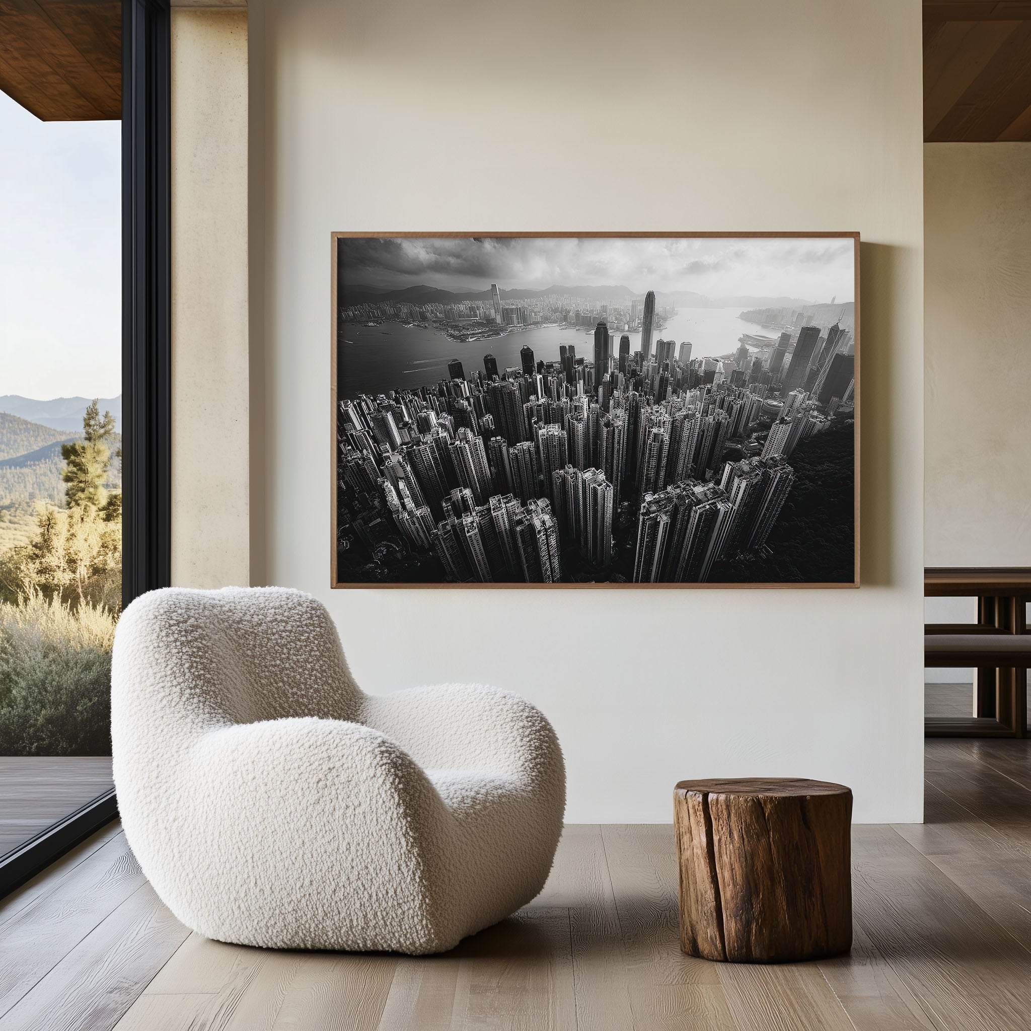 Hong Kong Skyline Black & White Wall Art