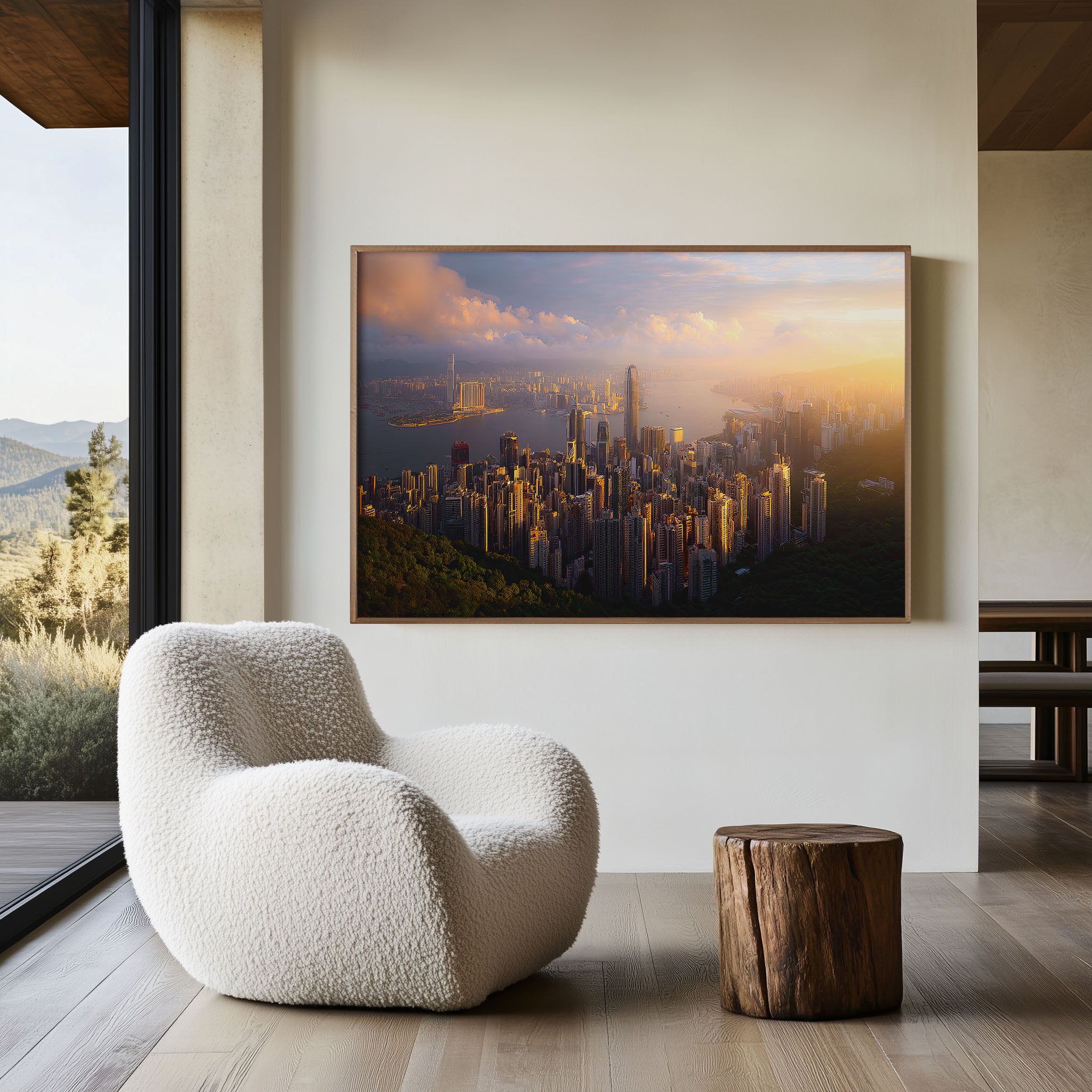 Hong Kong Victoria Peak Skyline Wall Art Print – Golden Hour Cityscape