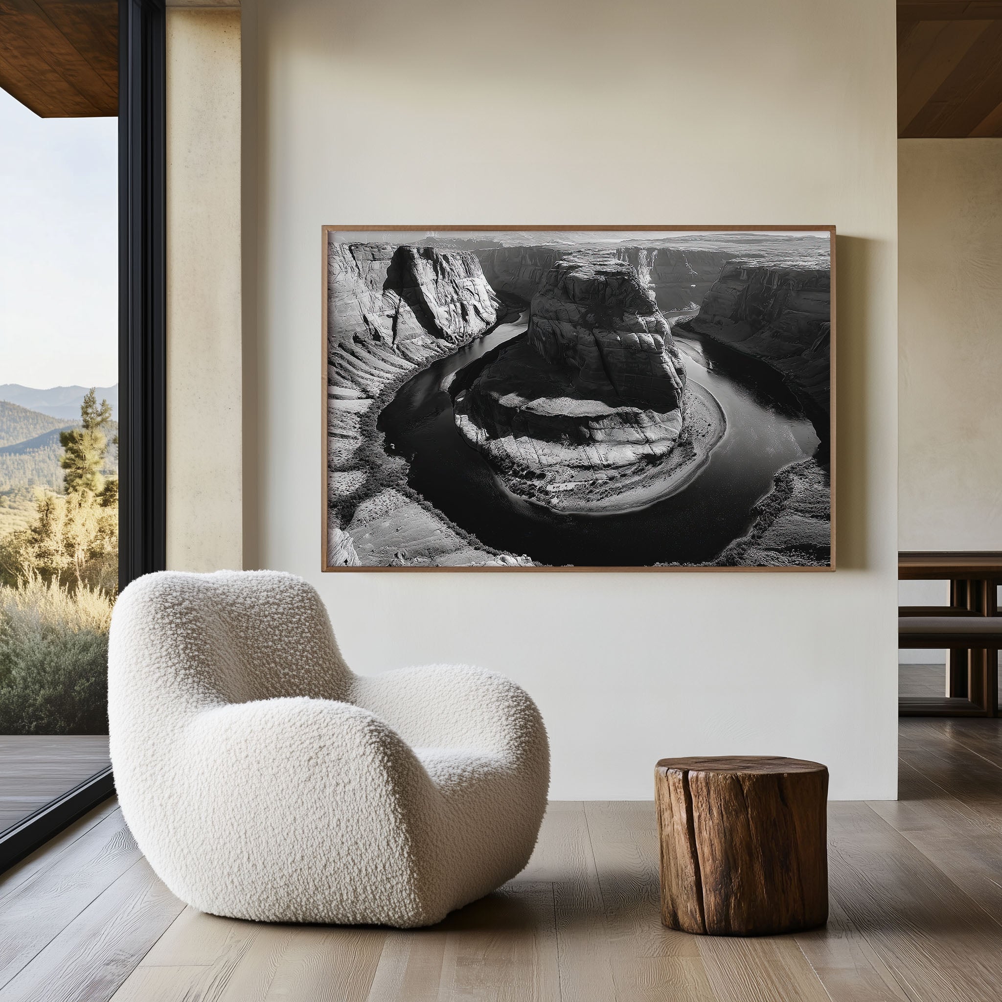 Horseshoe Bend Black & White Wall Art Print